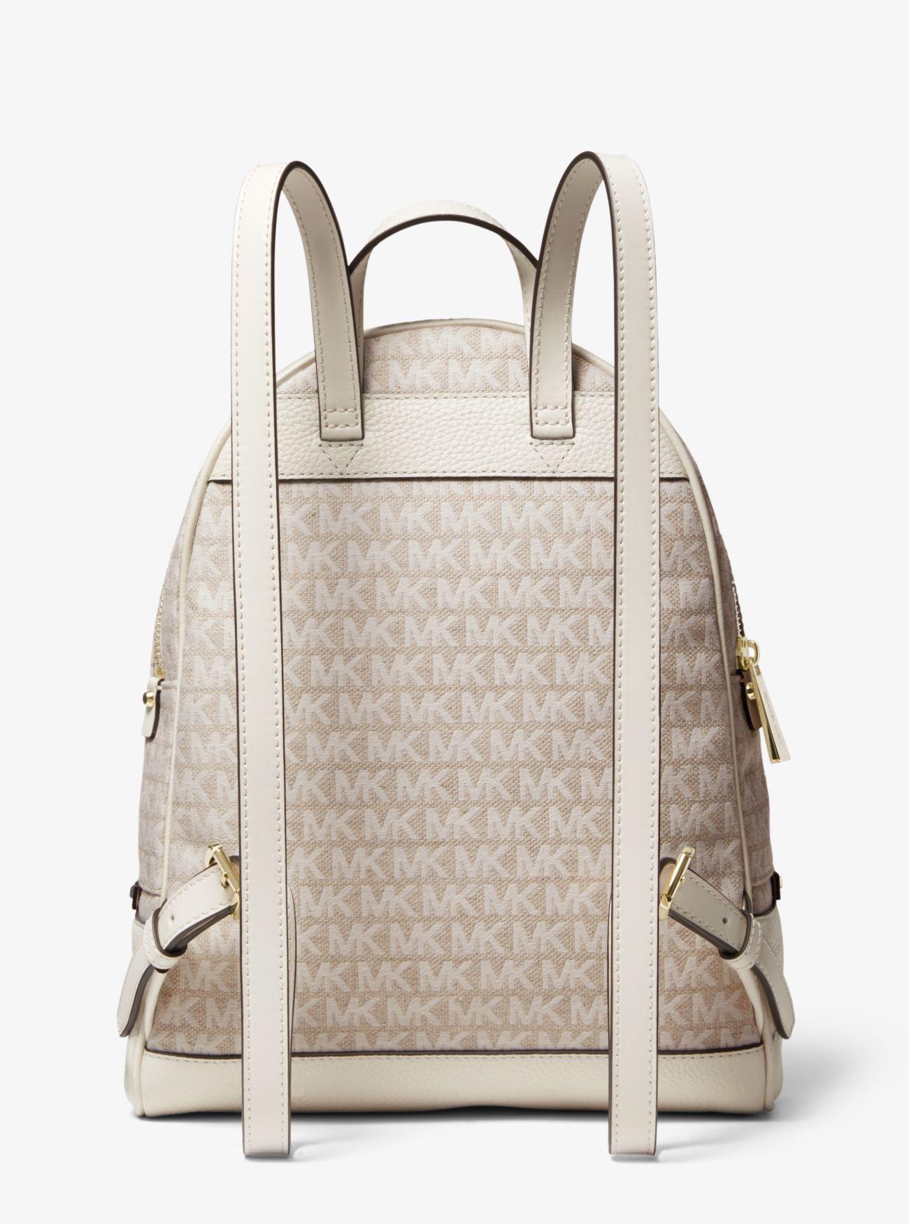 michael kors rhea jacquard signature backpack