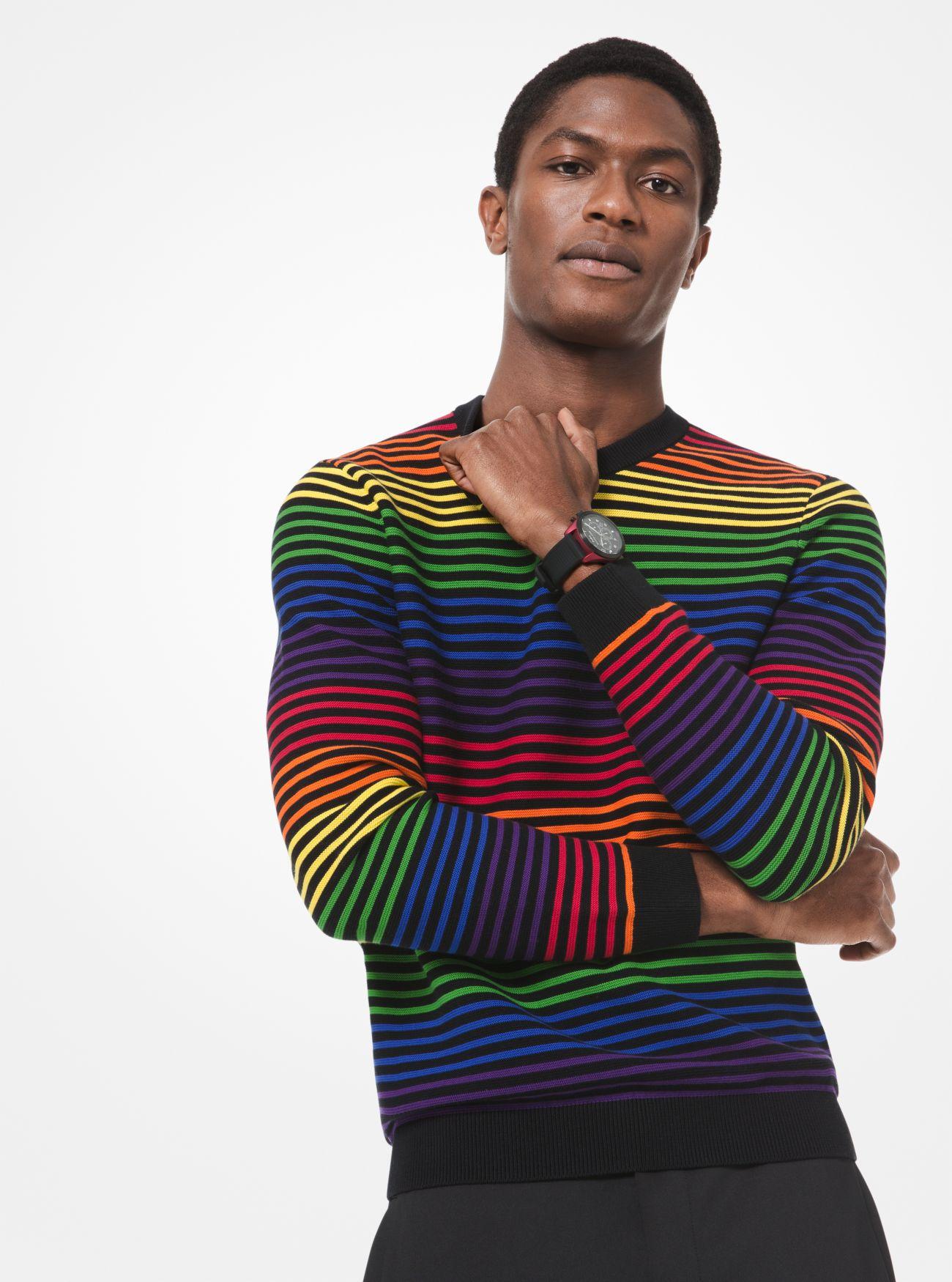 Michael Kors Rainbow Stripe Cotton Sweater in Black for Men | Lyst