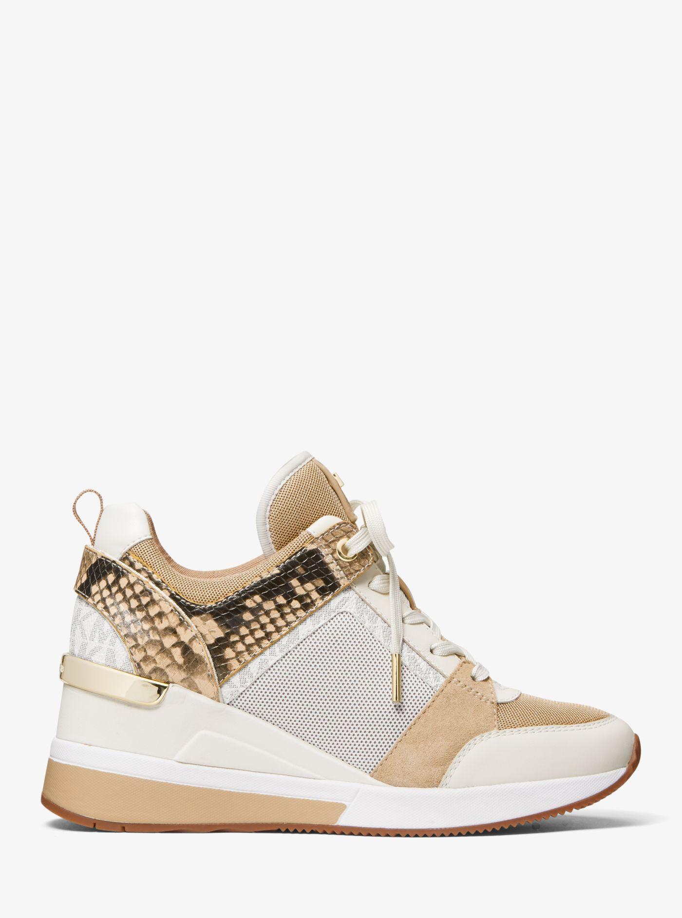 Michael Kors Leather Georgie Mixed-media Trainer in Camel (Natural 