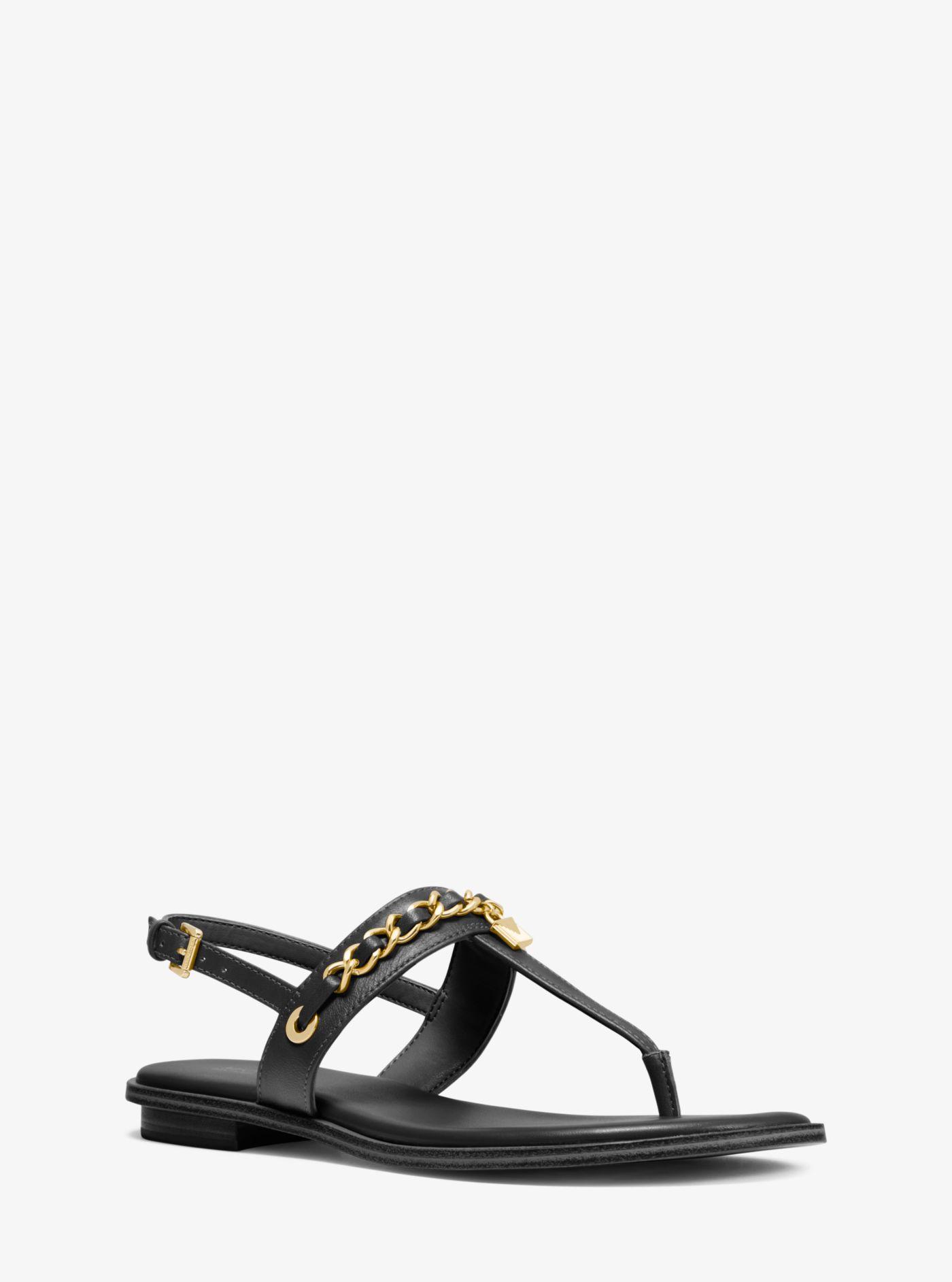 Michael Kors Elsa Leather Sandal in Black | Lyst