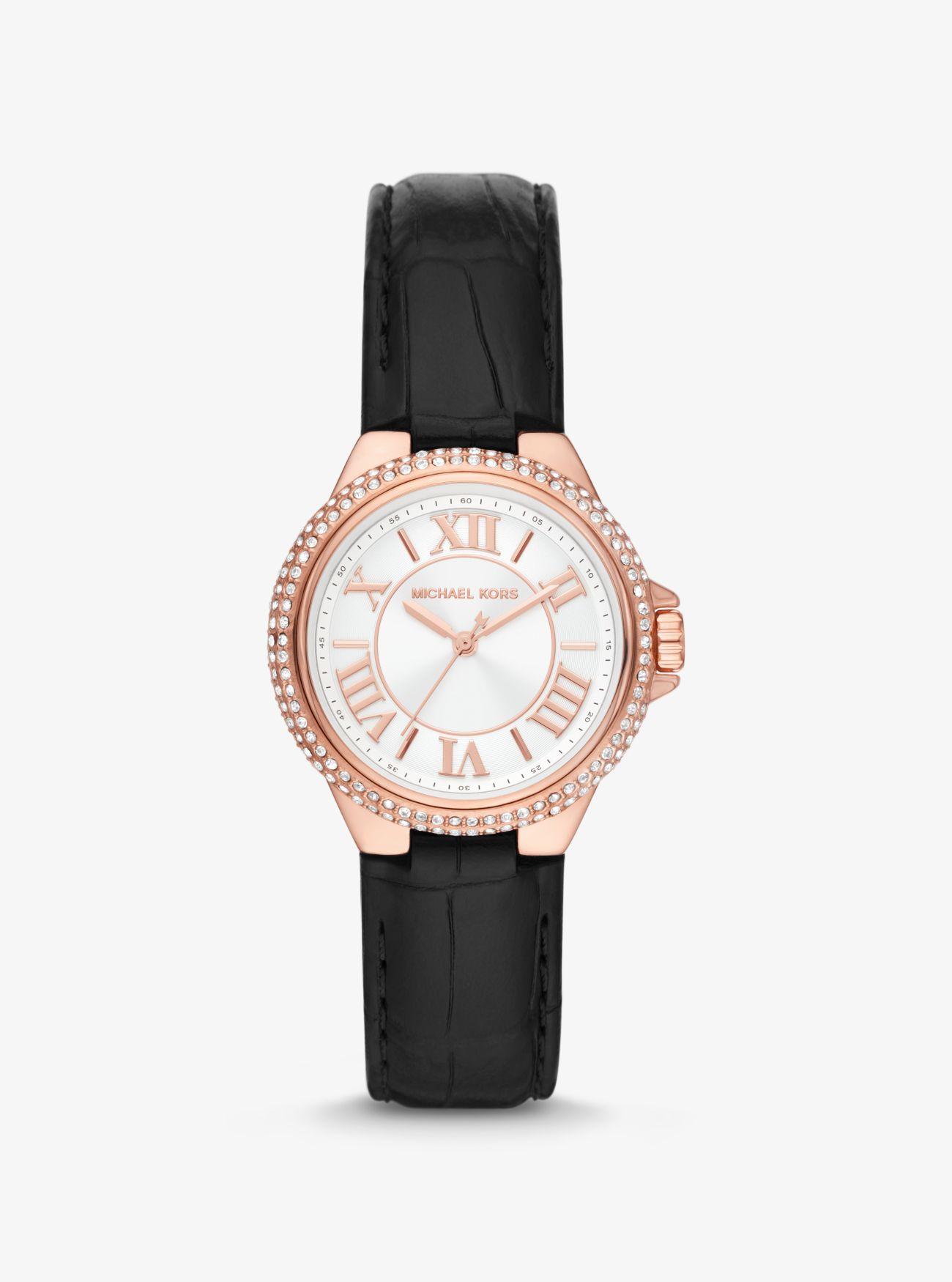 Michael Kors Mini Camille Pavé Rose Gold-tone And Crocodile Embossed ...