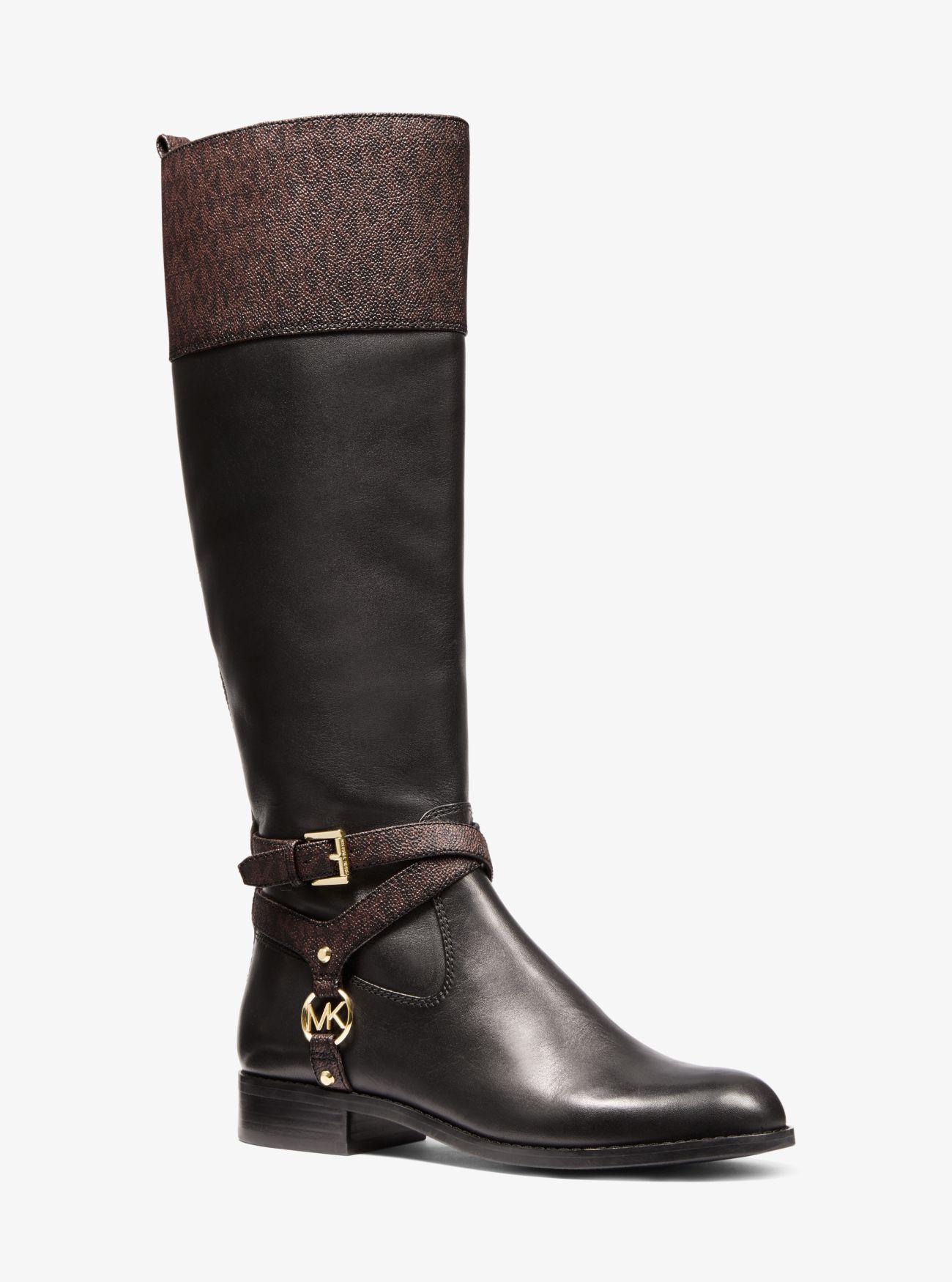 Michael Kors Preston Two-tone Leather Boot in Brown | Lyst