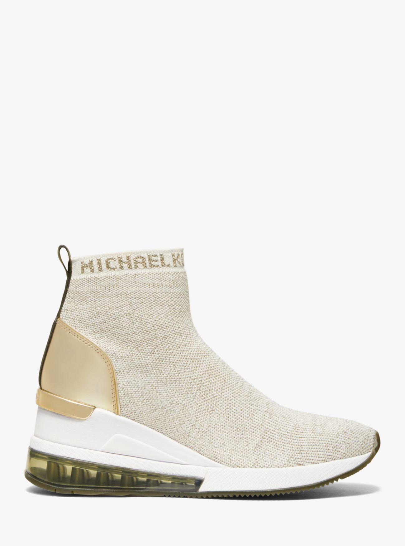 Michael Kors Leather Skyler Extreme Metallic Stretch-knit Sock Sneaker -  Lyst