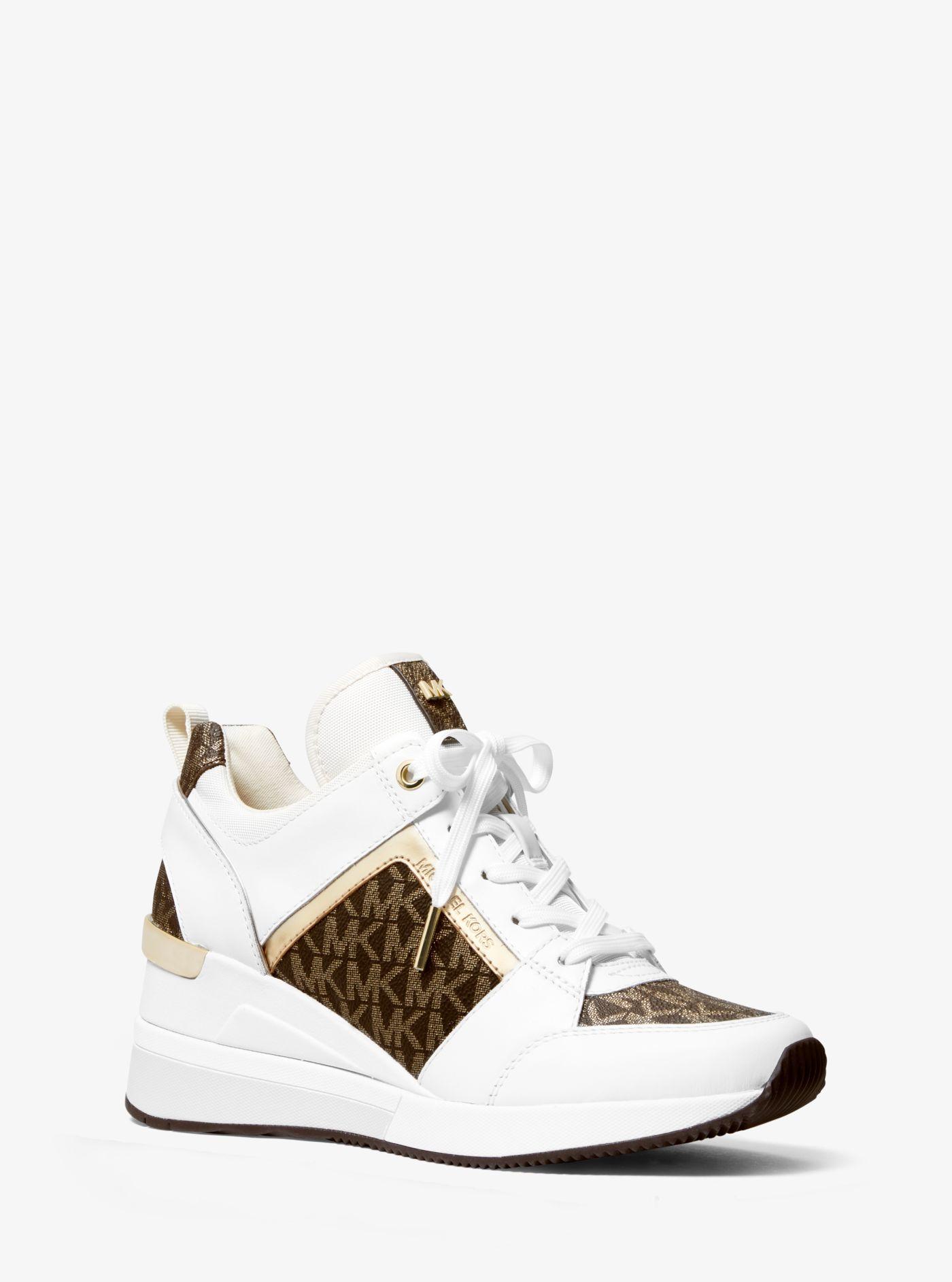 michael kors georgie logo and leather trainer