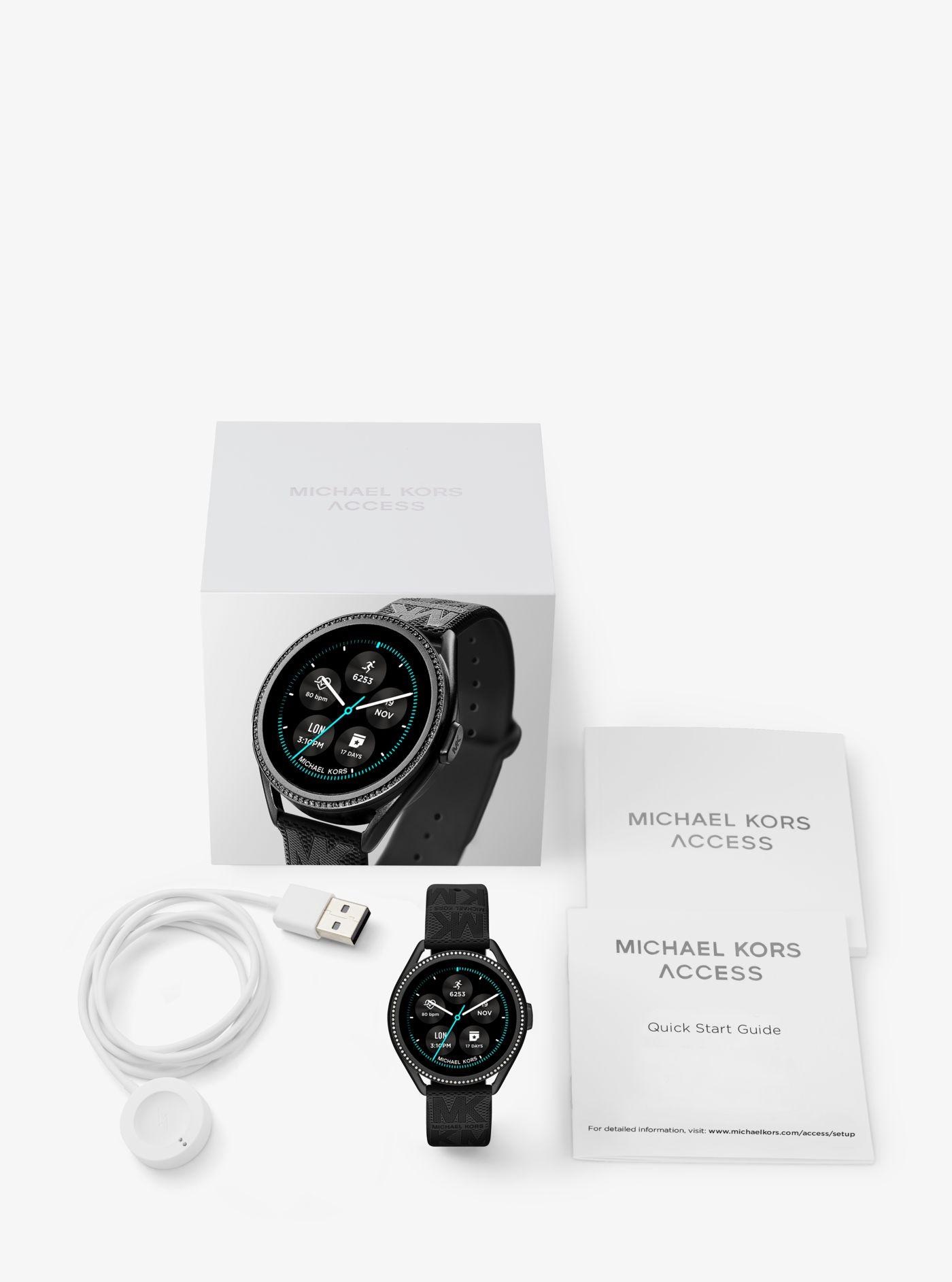 Michael Kors Access Gen 5e Mkgo Black-tone And Logo Rubber Smartwatch - Lyst