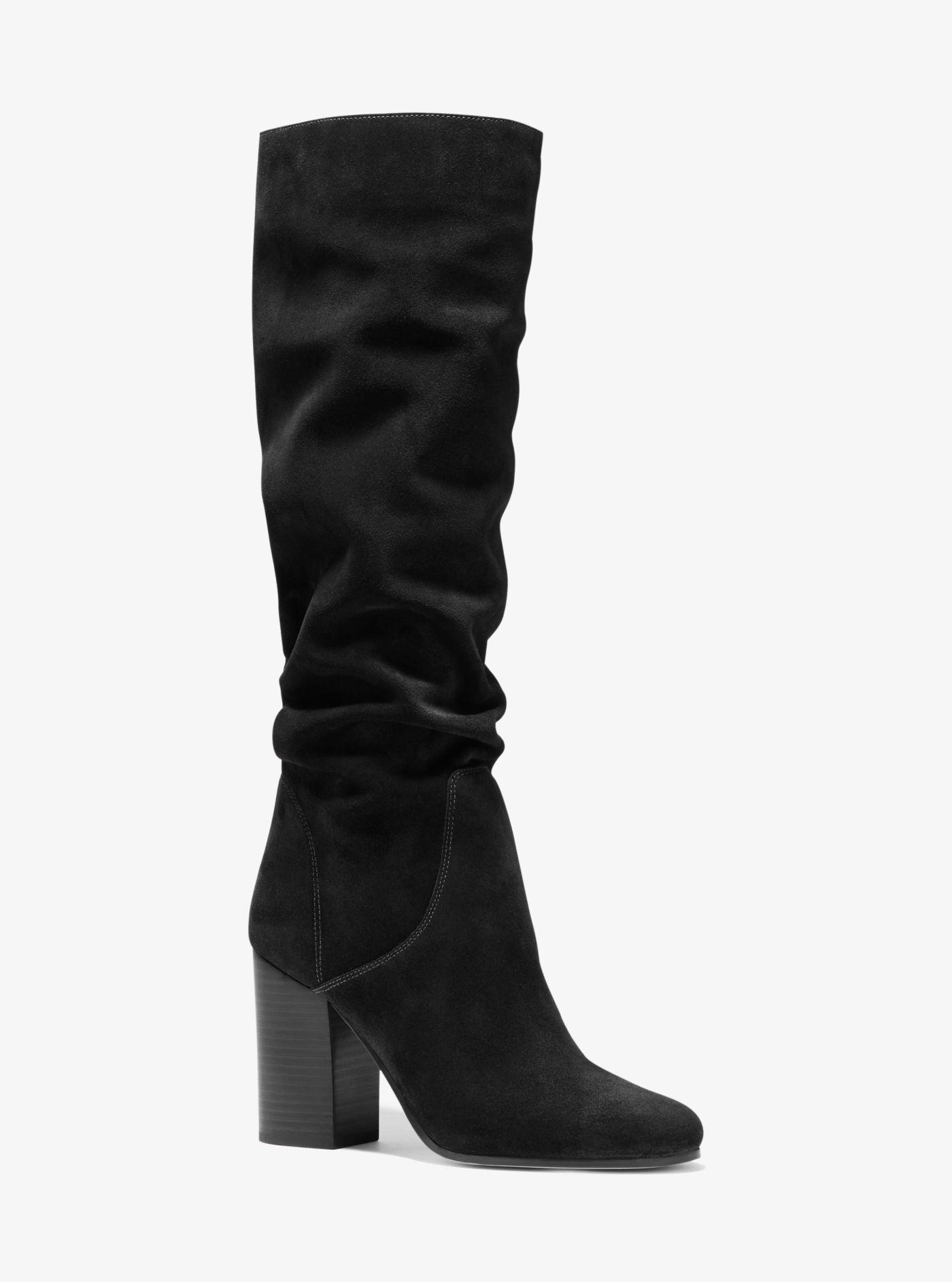 Michael Kors Leigh Suede Boot in Black - Lyst
