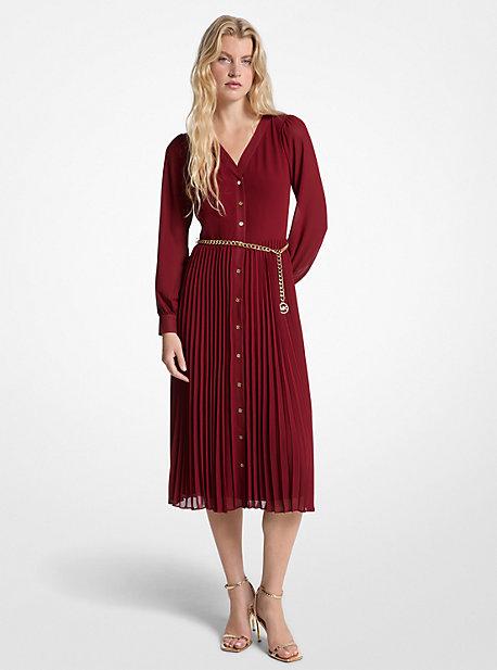 Midi Dress Michael Michael Kors Chevron Georgette Belted