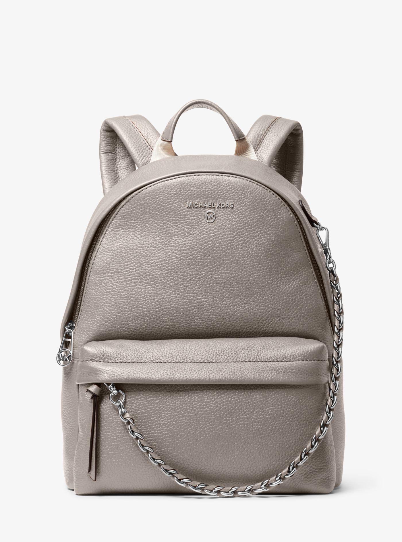 Michael Kors Slater Medium Pebbled Leather Backpack in Pearl Grey (Gray ...