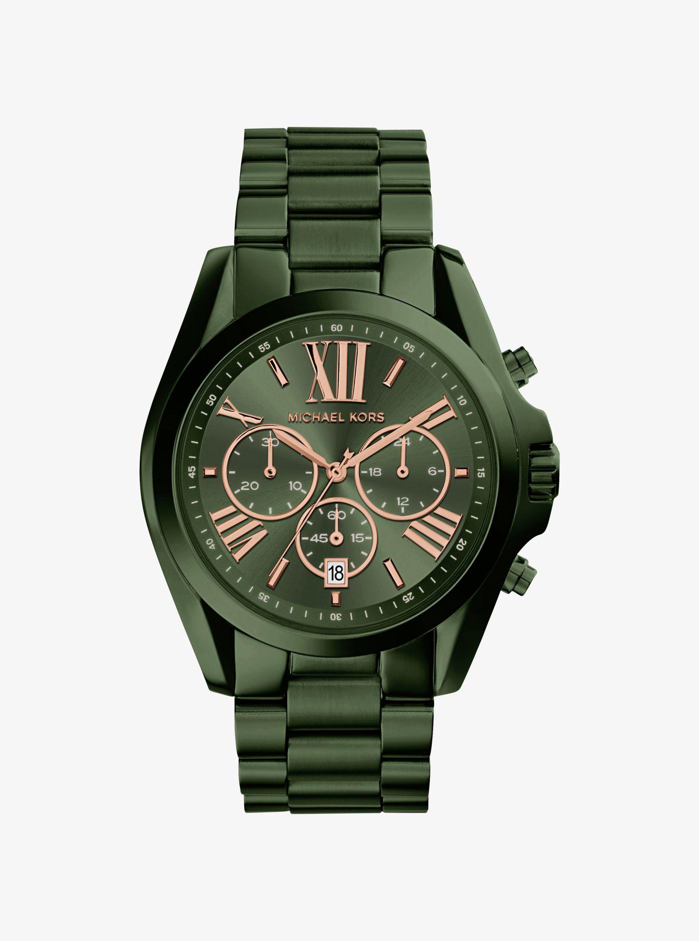 Michael Kors Bradshaw Olive-tone Watch in Green - Lyst