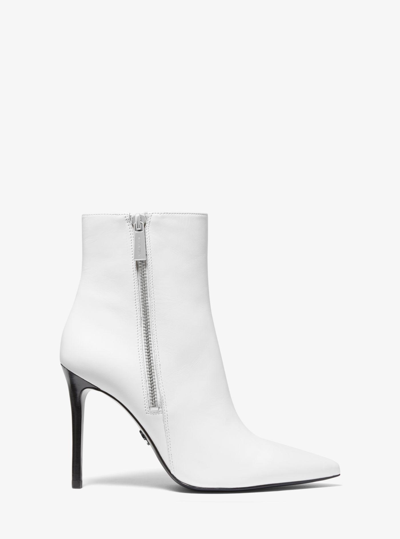Michael Kors Keke Leather Ankle Boot in White | Lyst