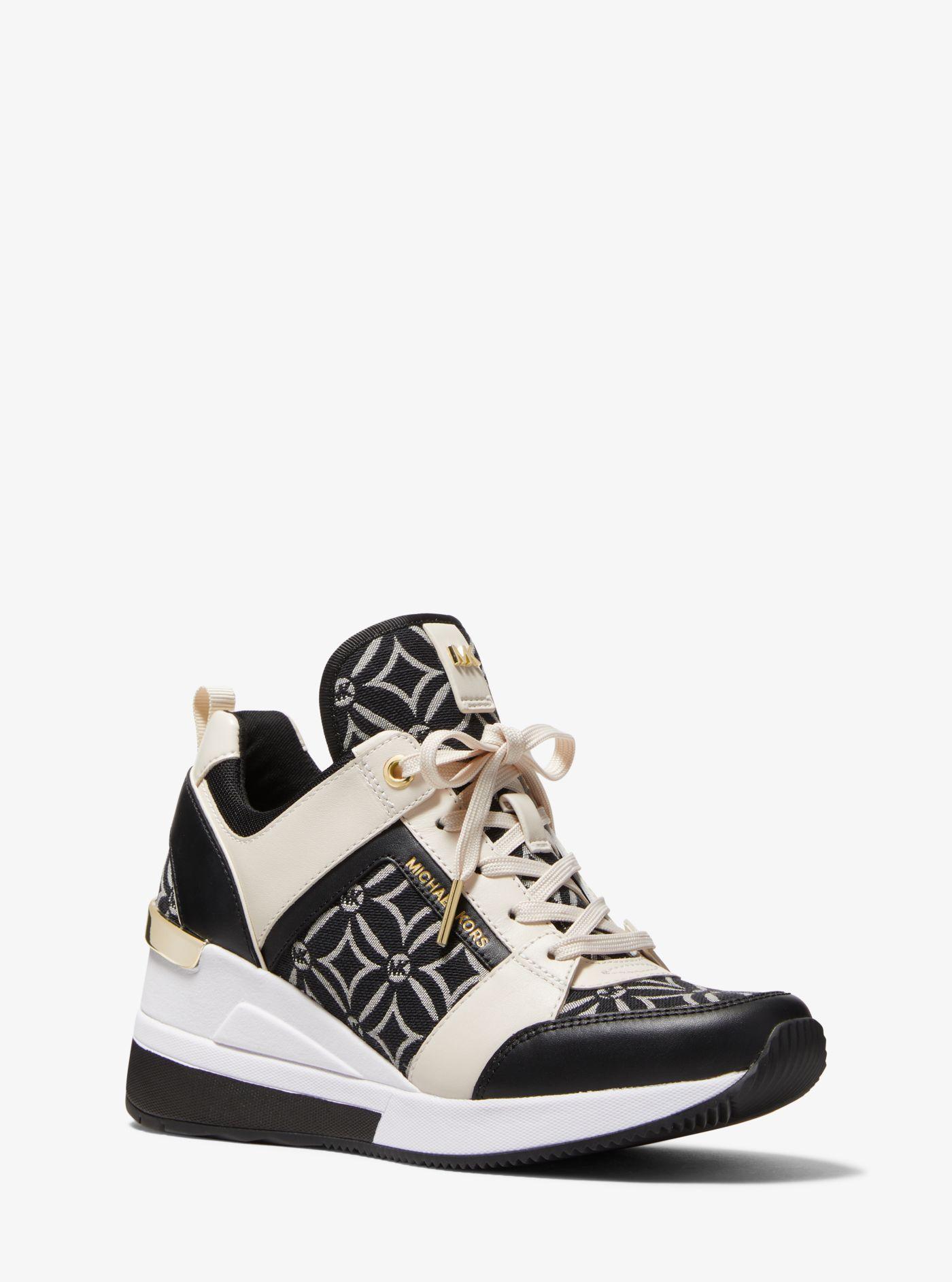michael kors georgie logo and leather trainer