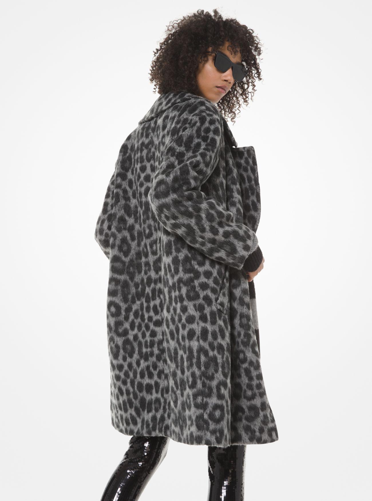 MICHAEL Michael Kors Leopard Jacquard Cocoon Coat in Grey (Gray) - Lyst