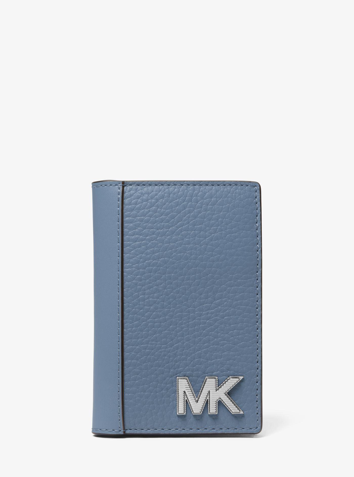Michael Kors Hudson Pebbled Leather Card Case in Blue Lyst