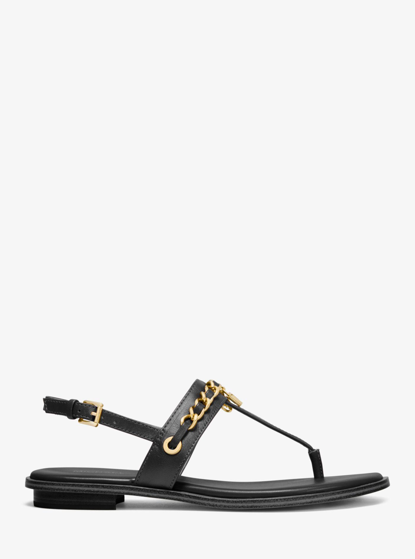 Michael Kors Elsa Leather Sandal in Black | Lyst