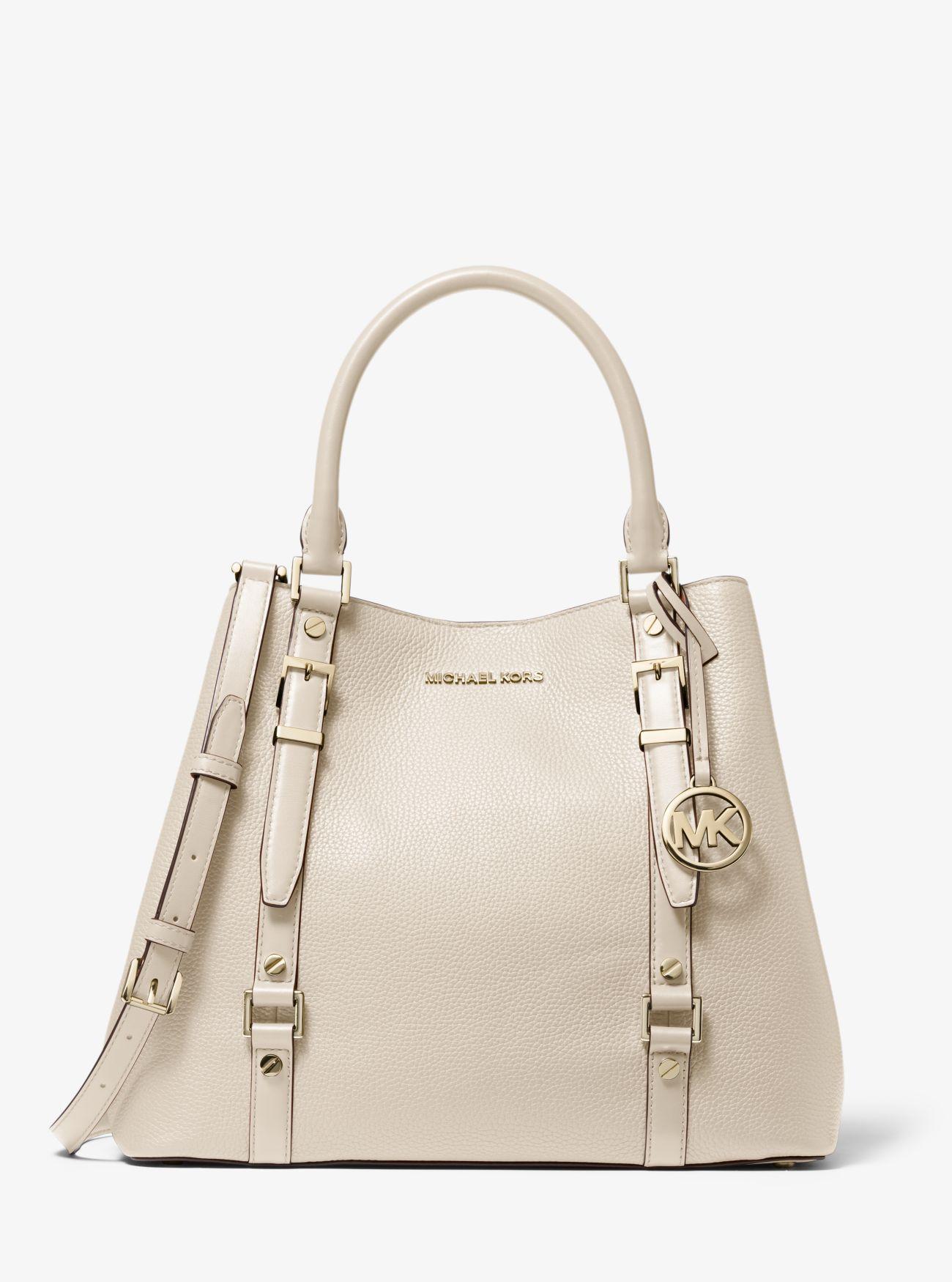 MICHAEL Michael Kors Bedford Legacy Large Pebbled Leather Tote Bag in Natural - Lyst