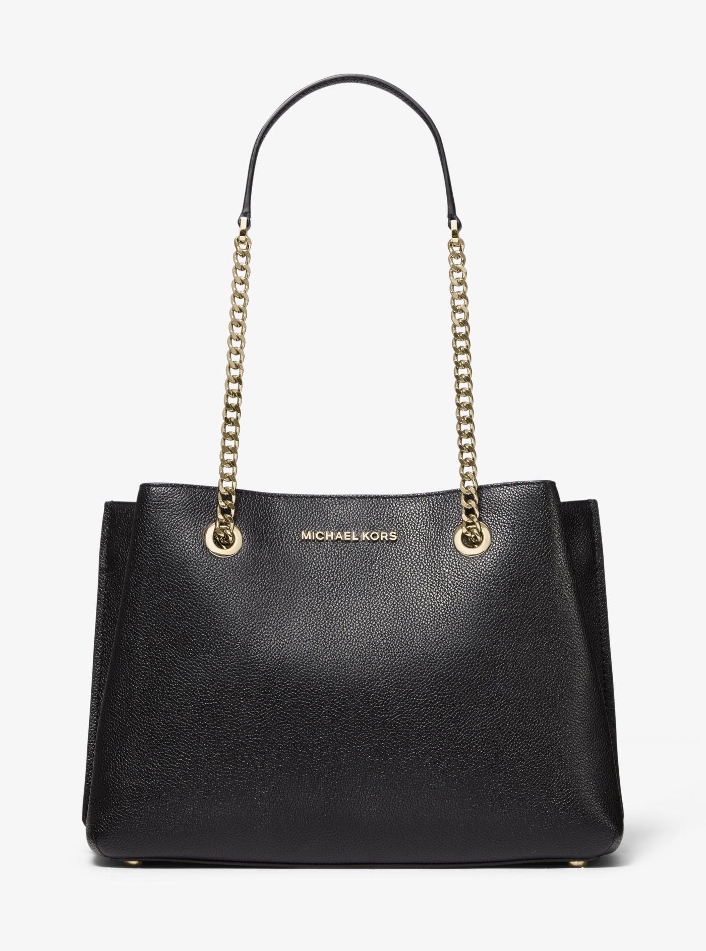 Michael Kors Teagan Large Pebbled Leather Shoulder Bag in Black | Lyst