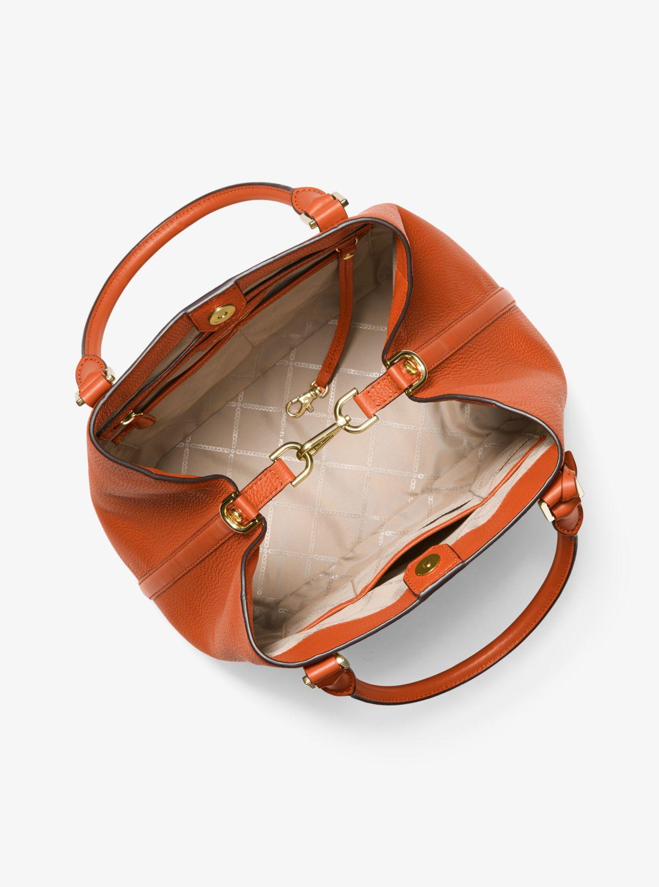 MICHAEL Michael Kors Bedford Legacy Large Pebbled Leather Tote Bag in  Orange | Lyst