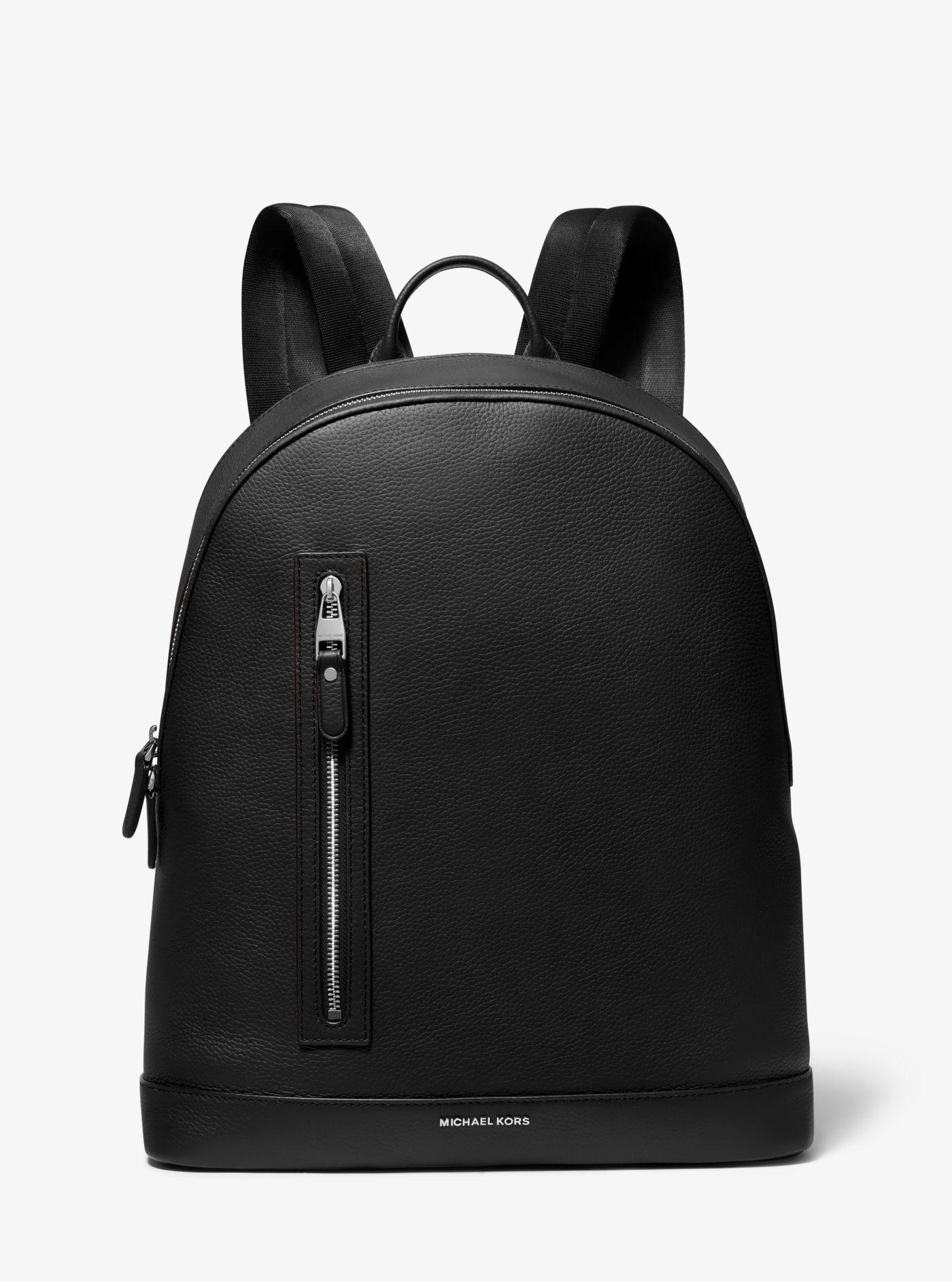 Michael Kors Hudson Slim Pebbled Leather Backpack in Black for Men | Lyst