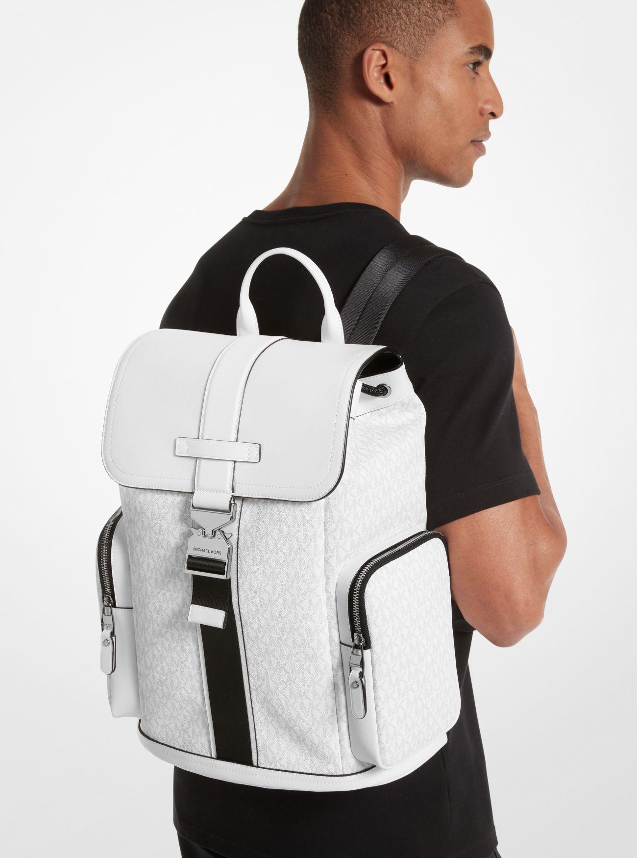 Michael Kors Mk Hudson Signature Logo And Leather Cargo Backpack in White for Men Lyst UK