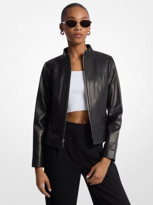 Michael Korsレザーライダースジャケット ブラック MICHAEL KORS 革ジャン ライダース レザー レーサー - MK