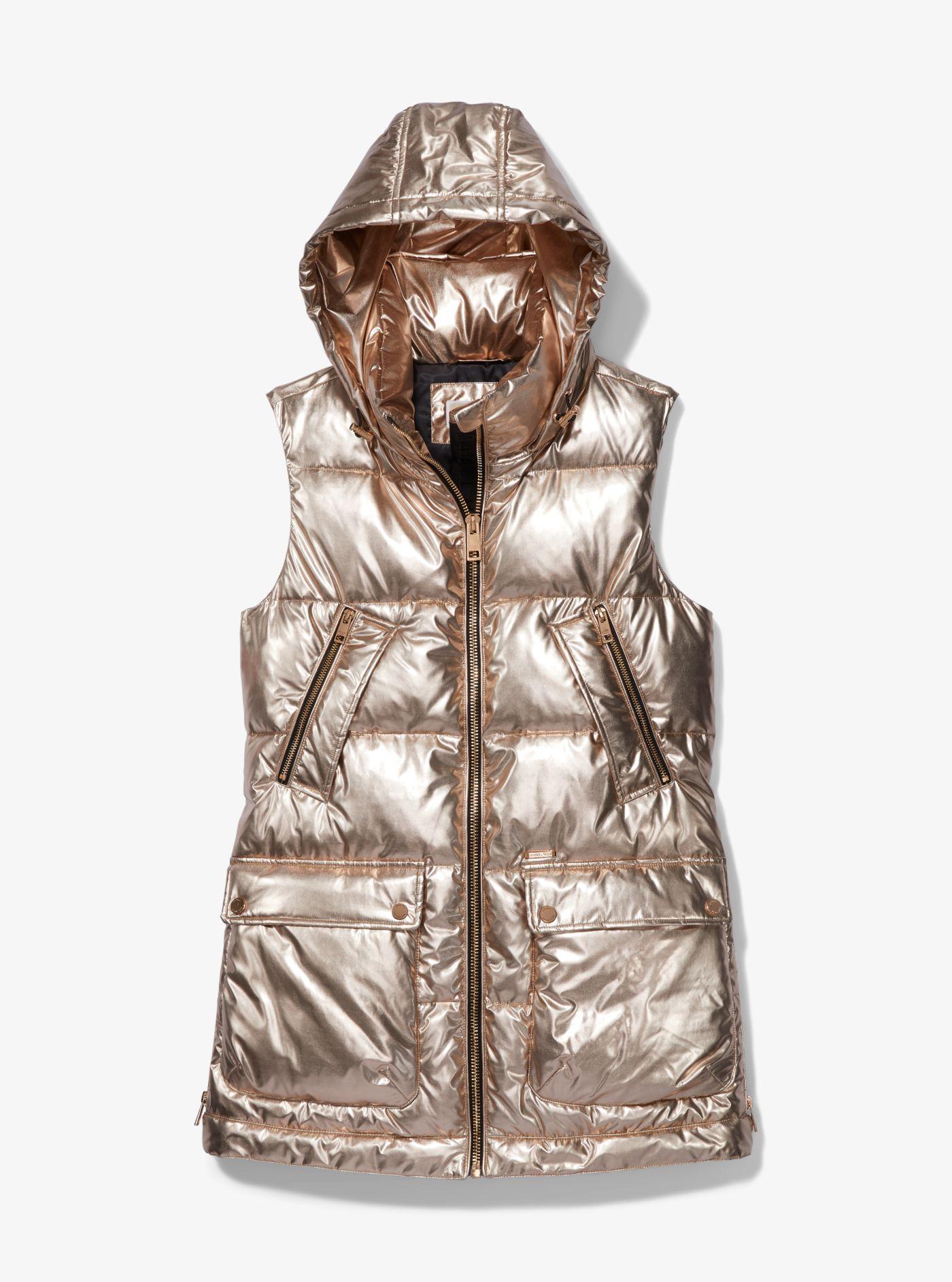 Michael Kors Quilted Puffer Vest in Metallic | Lyst