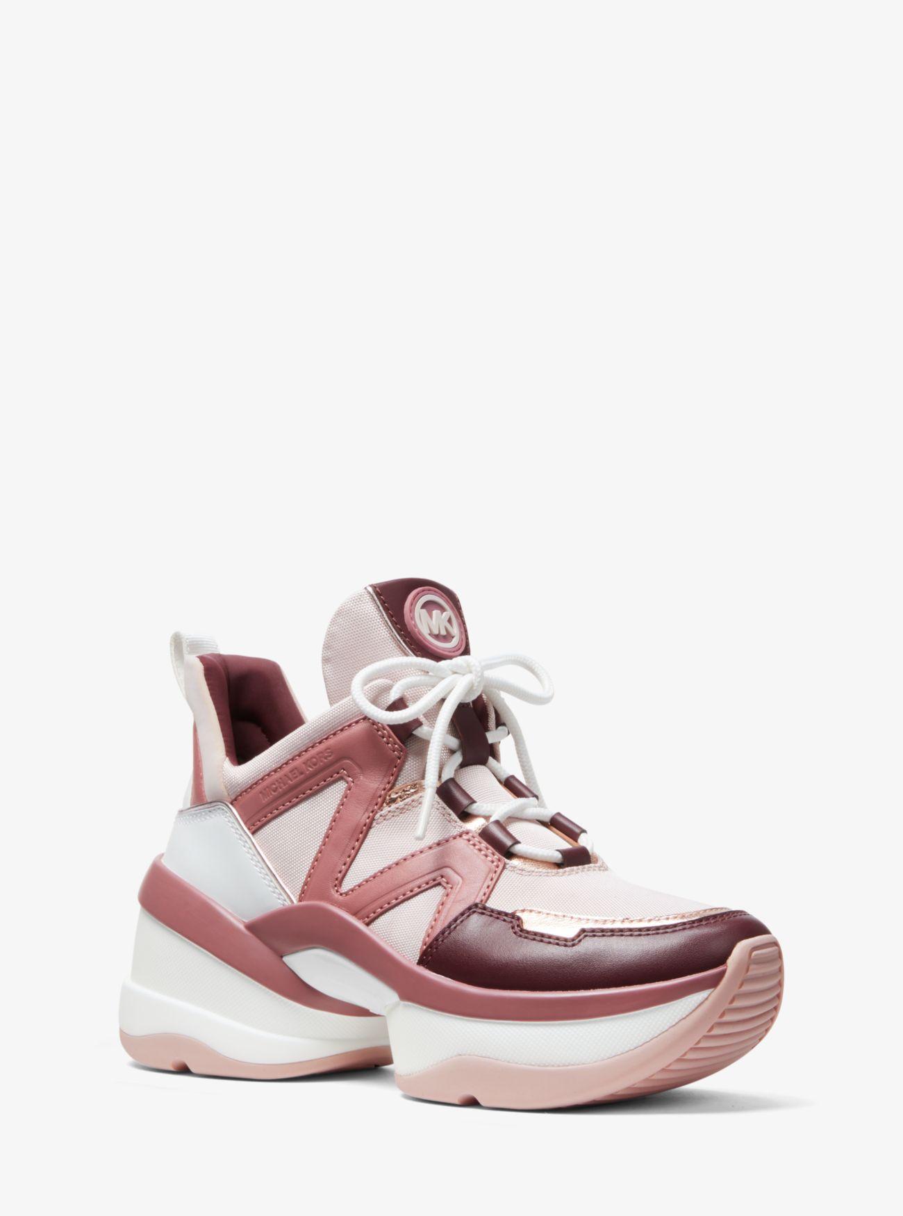 Legitim Korrupt Patent Michael Kors Canvas Michael S Olympia Leather Low Top Lace Up Fashion  Sneakers in Soft Pink (Pink) - Lyst