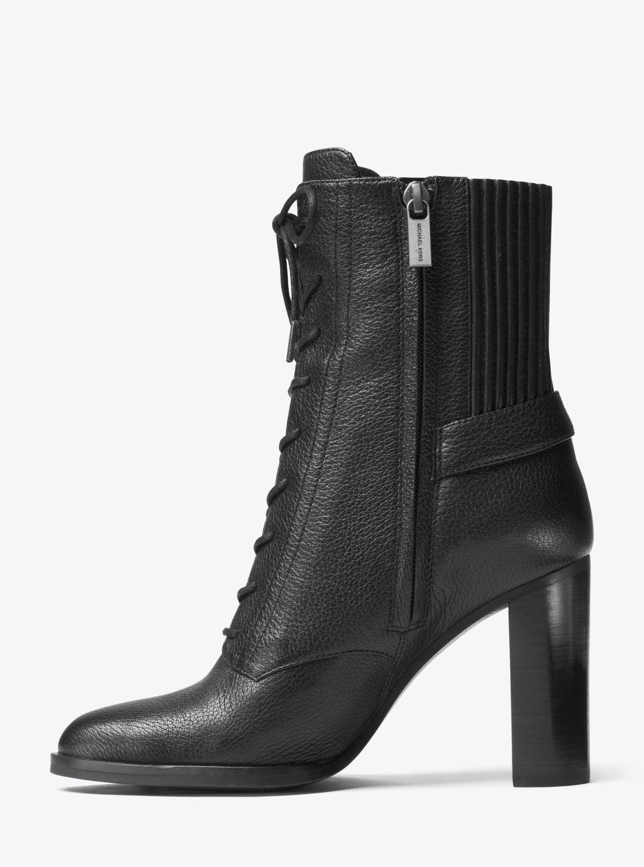 Michael Kors Carrigan Lace-up Leather Ankle Boot in Black - Lyst