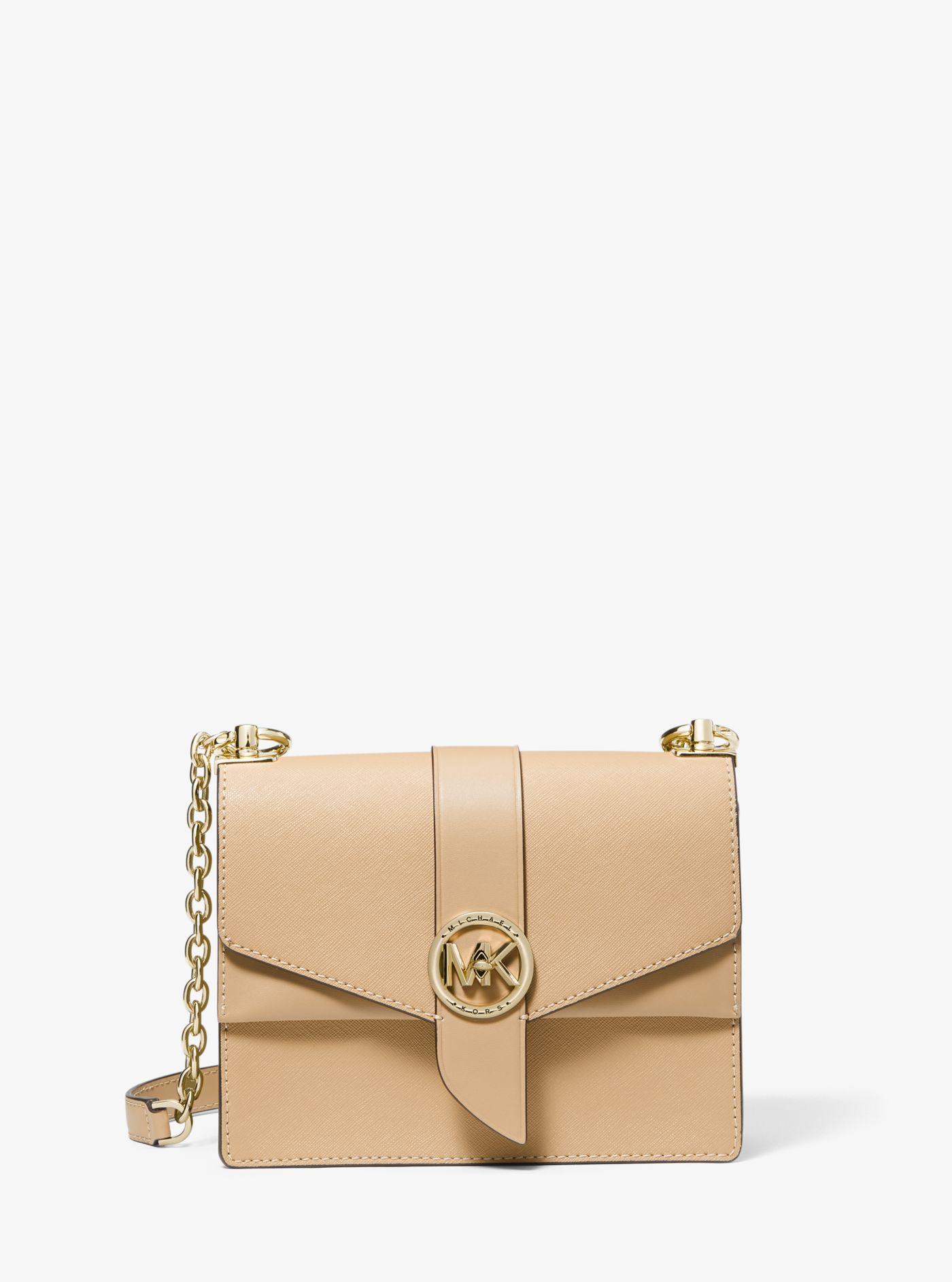 Michael Kors Greenwich Small Saffiano Leather Crossbody Bag in Natural |  Lyst