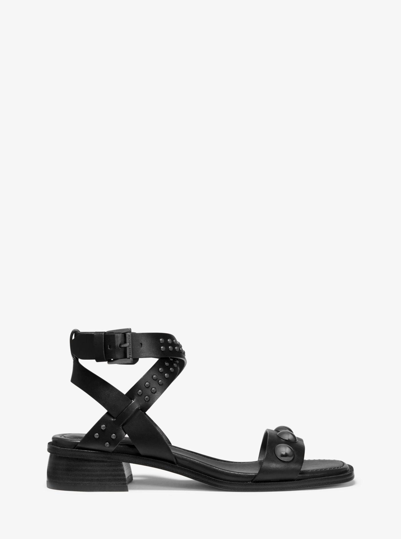 Michael Kors Mk Garner Studded Leather Sandal in Black - Lyst