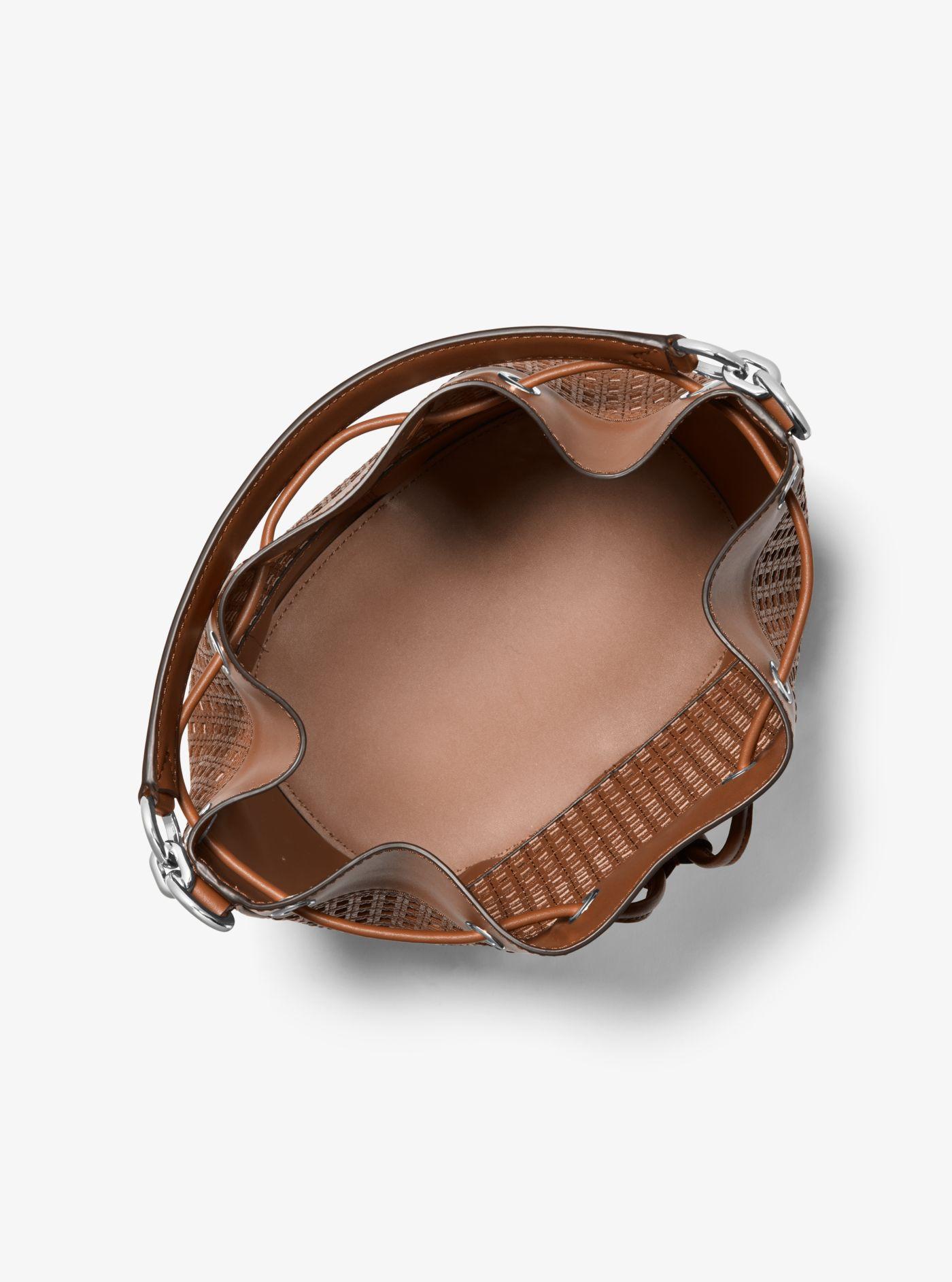Michael Kors Devon Medium Perforated Leather Bucket Bag | Lyst
