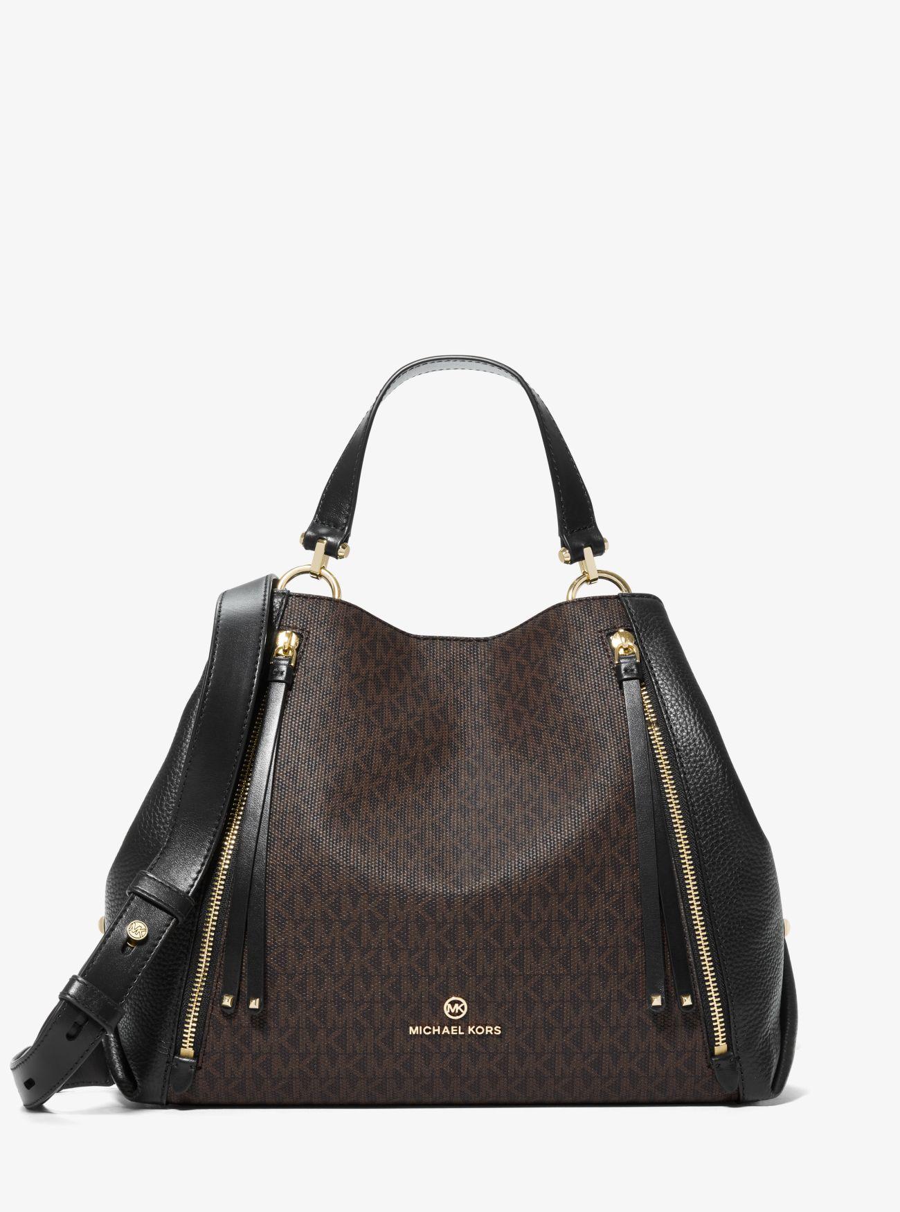 Grand cabas Brooklyn en cuir grainé avec logo Michael Kors en coloris  Marron | Lyst