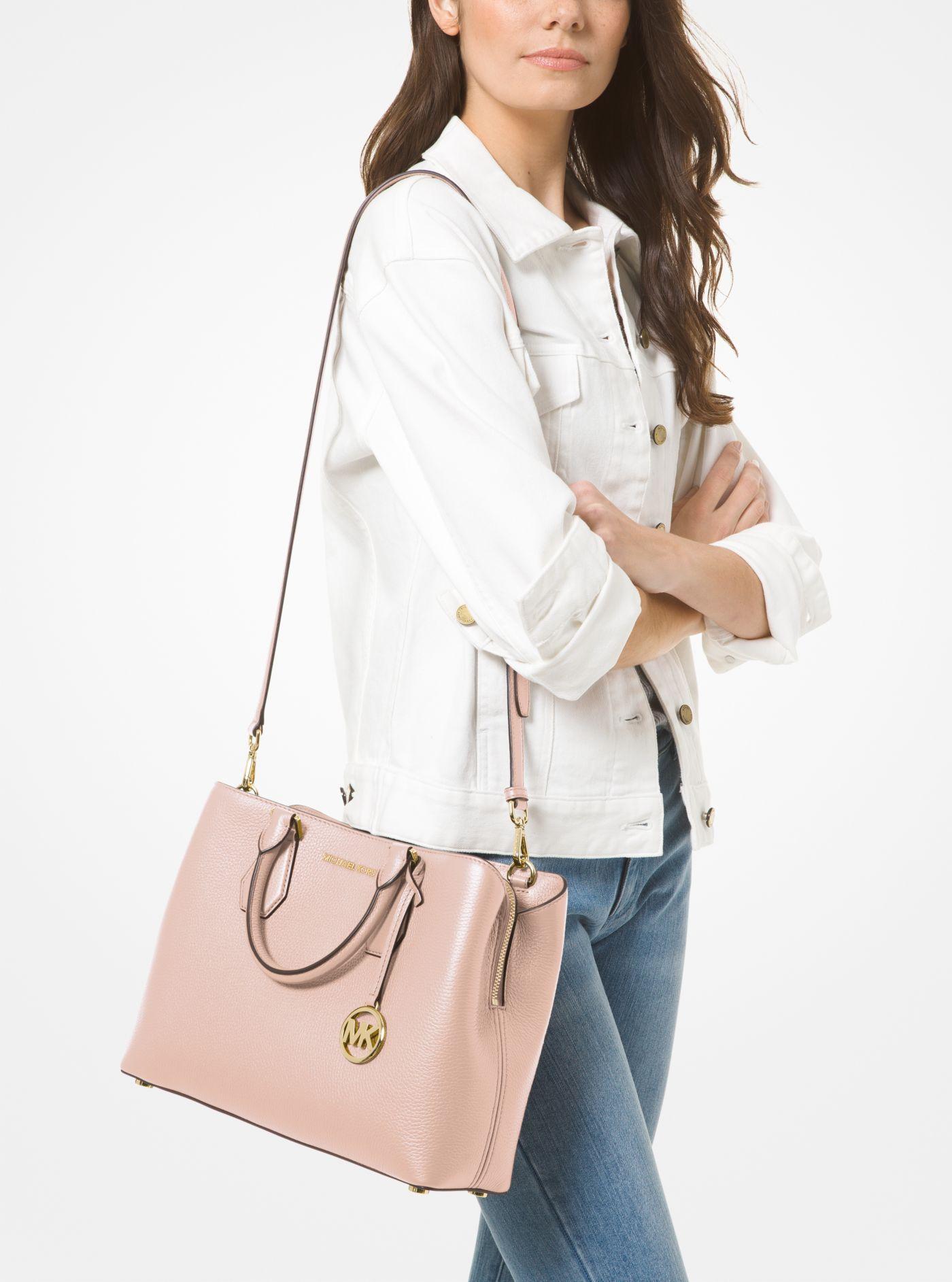 MICHAEL Michael Kors Camille Large Pebbled Leather Satchel in Pink