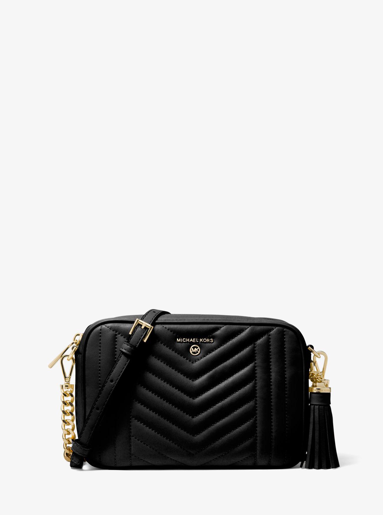 michael michael kors bradshaw medium leather pocket camera crossbody