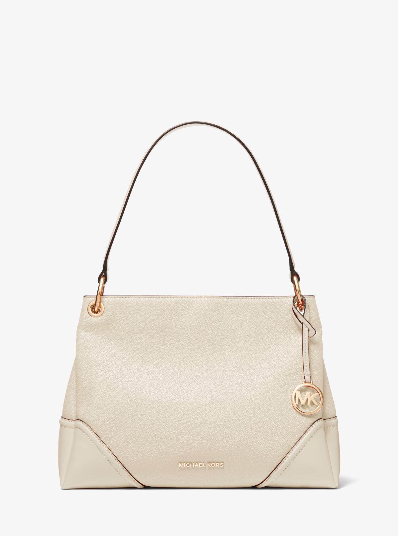 Michael Kors Nicole Medium Leather Shoulder Bag in Natural Lyst