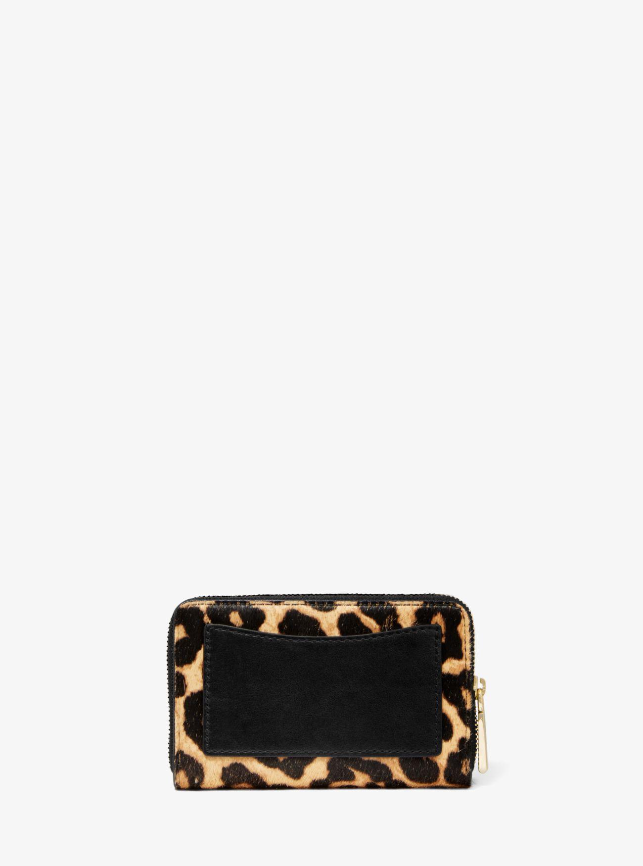 MICHAEL Michael Kors Leather Small Leopard-print Calf Hair Wallet in ...