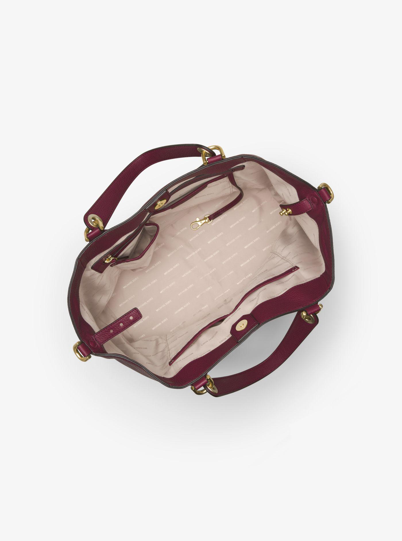 michael kors brooklyn large leather shoulder bag oxblood