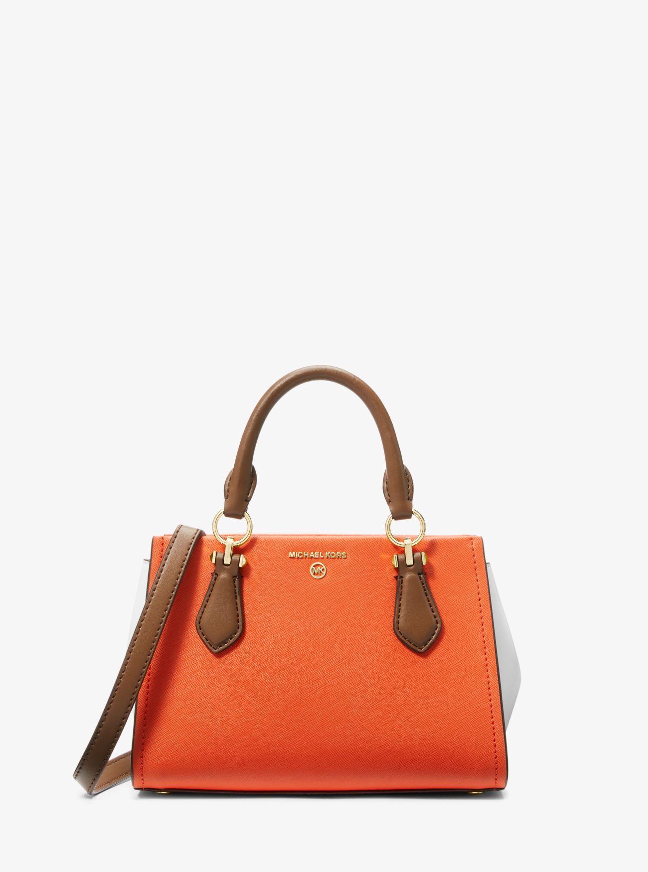 MICHAEL Michael Kors Marilyn Small Color-block Saffiano Leather Crossbody  Bag in Orange