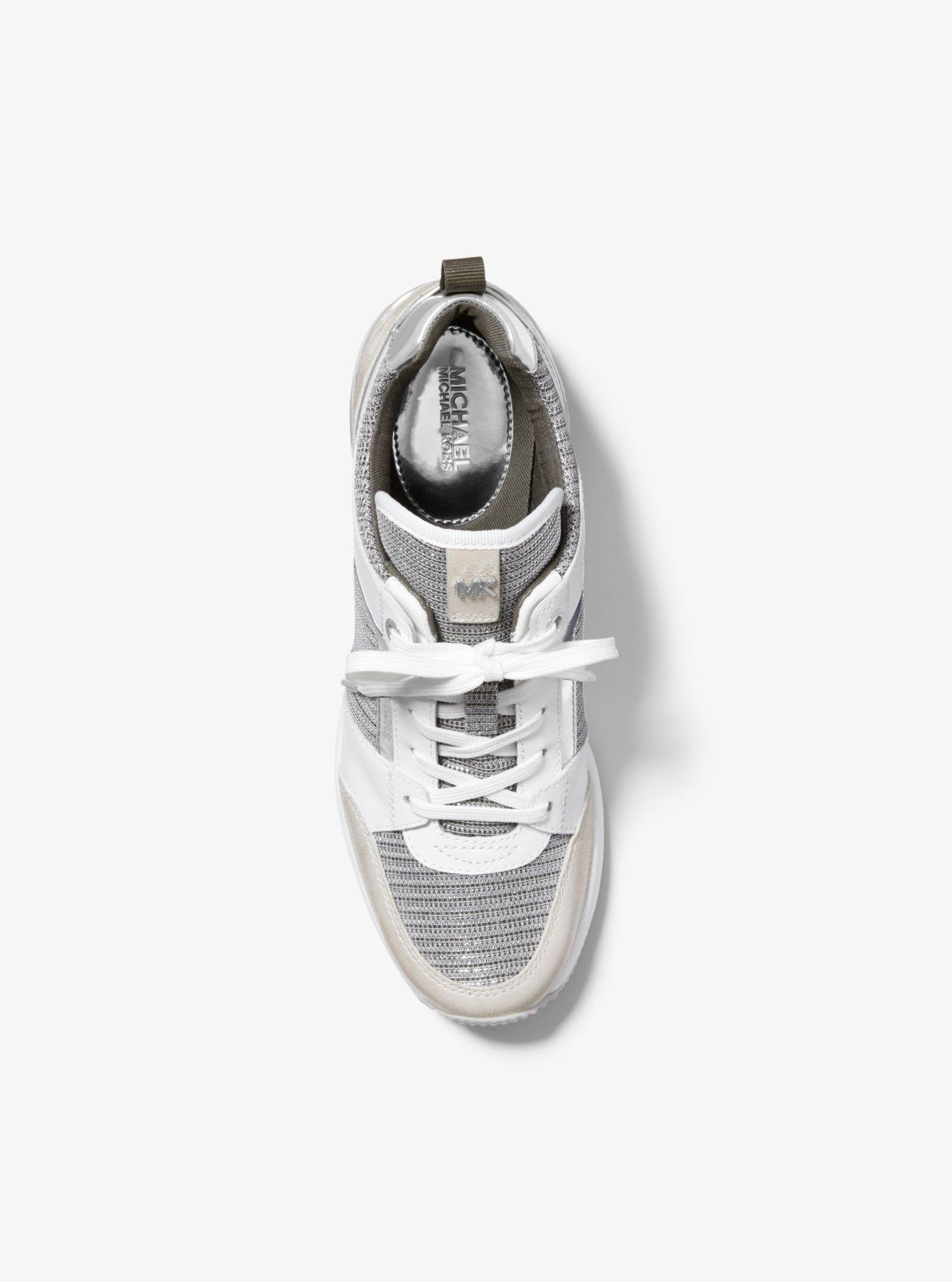 georgie leather and leopard glitter mesh trainer