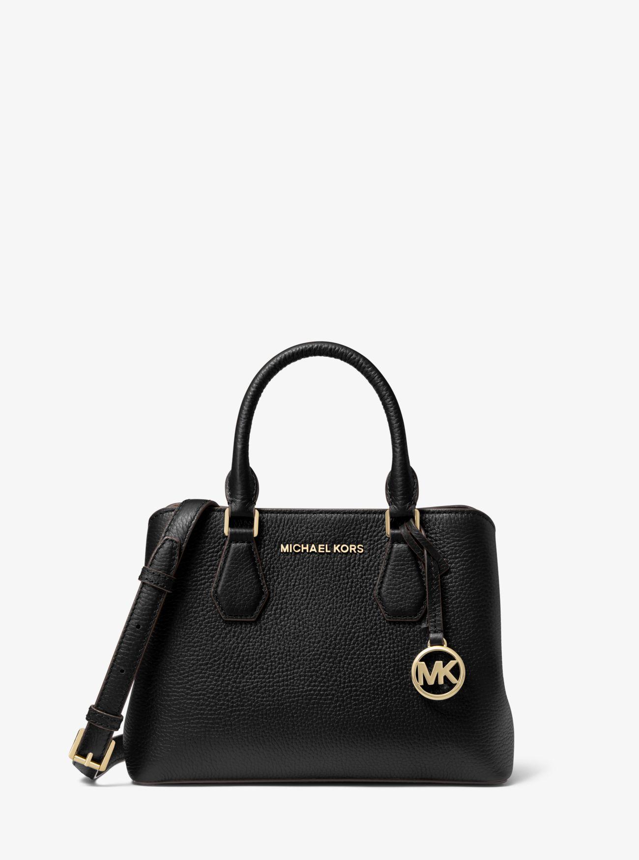 Michael Kors Mk Camille Small Pebbled Leather Satchel in Black - Lyst