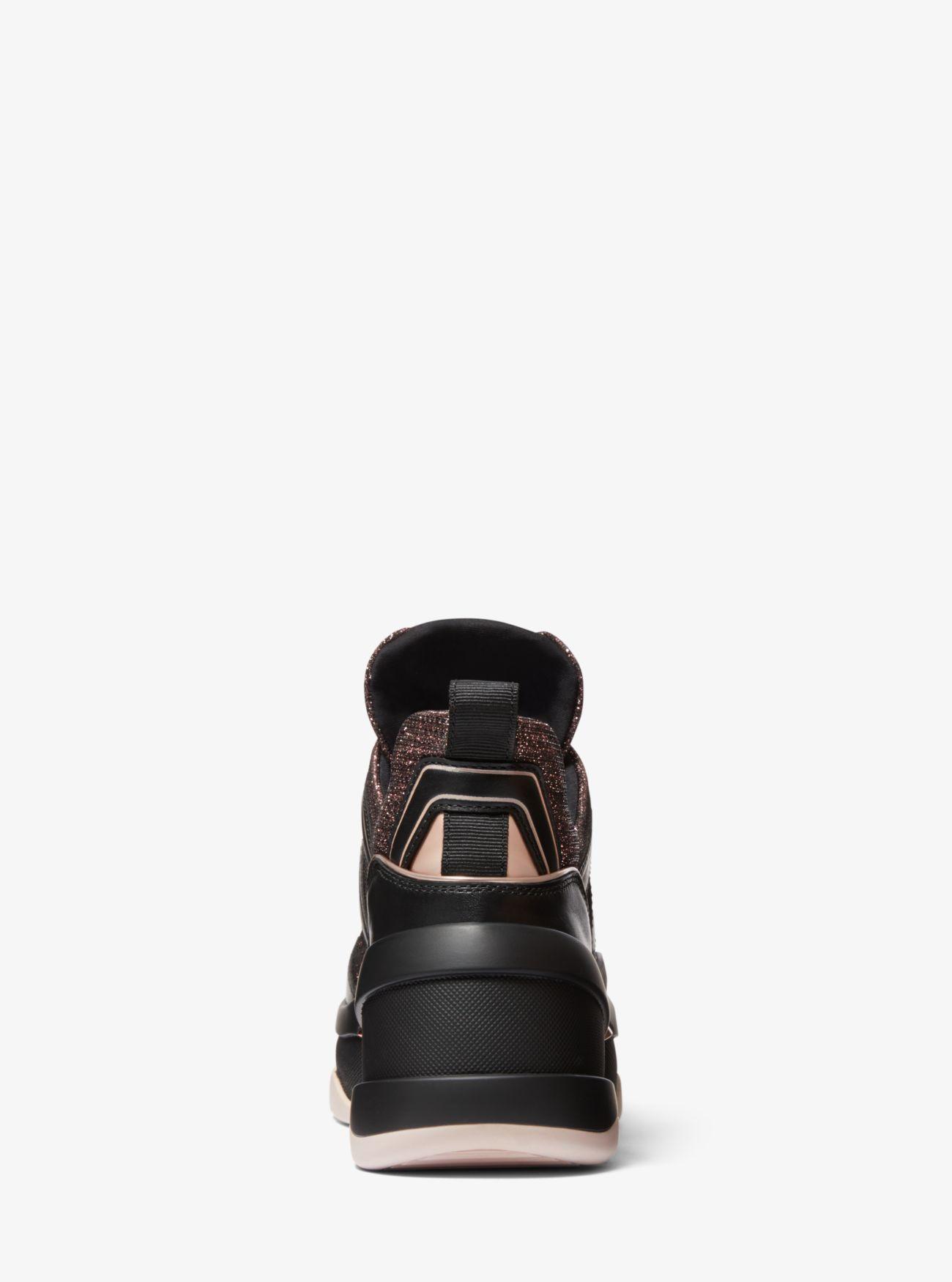 olympia glitter chain mesh and leather trainer