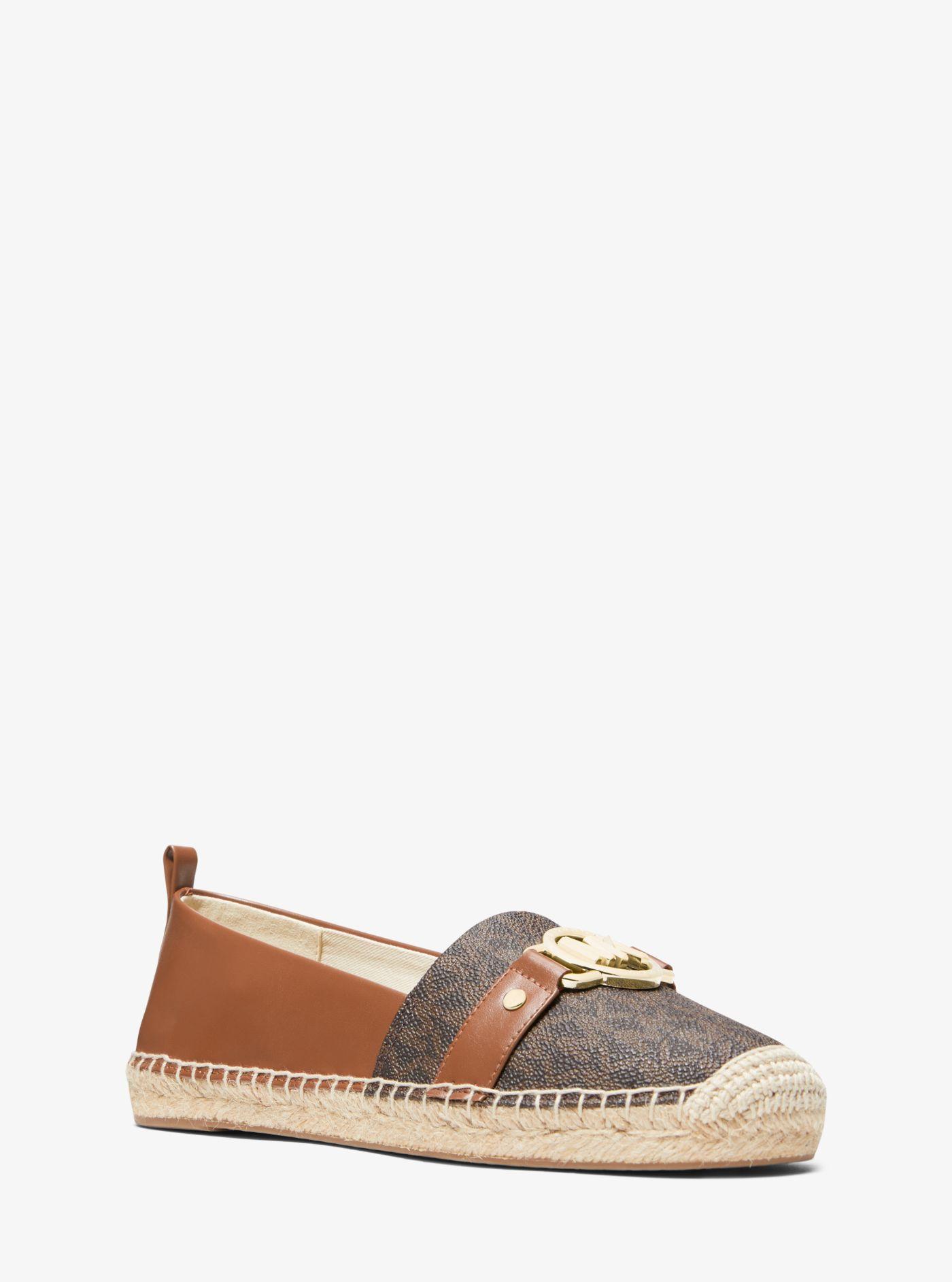Michael Kors Rory Logo And Faux Leather Espadrille in White | Lyst ...