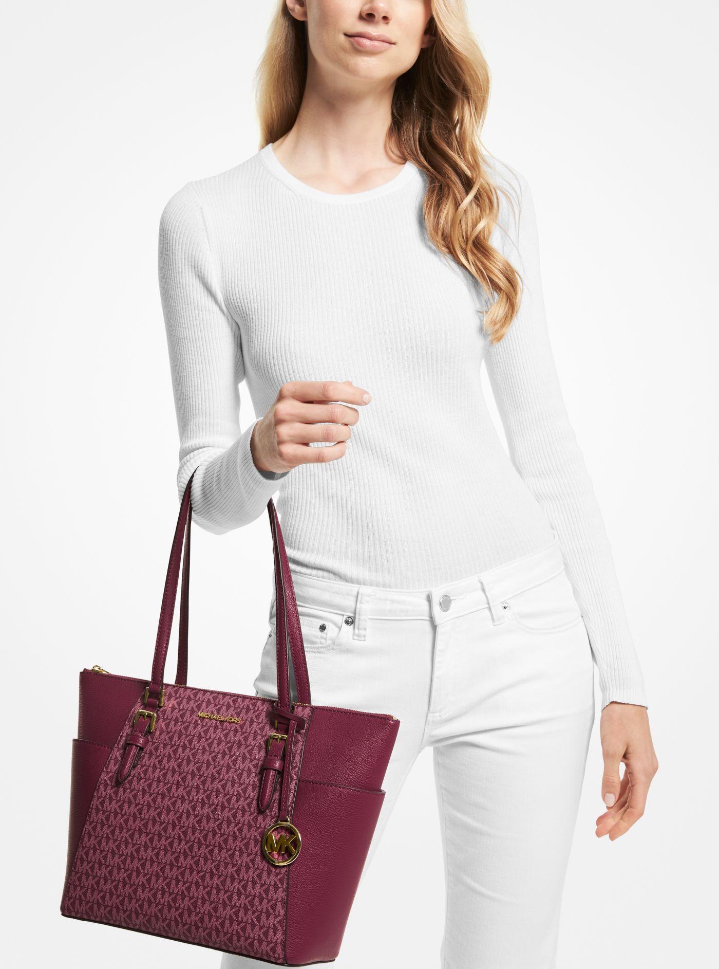 Michael Kors Charlotte Large Logo And Leather Top-zip Tote Bag | Lyst