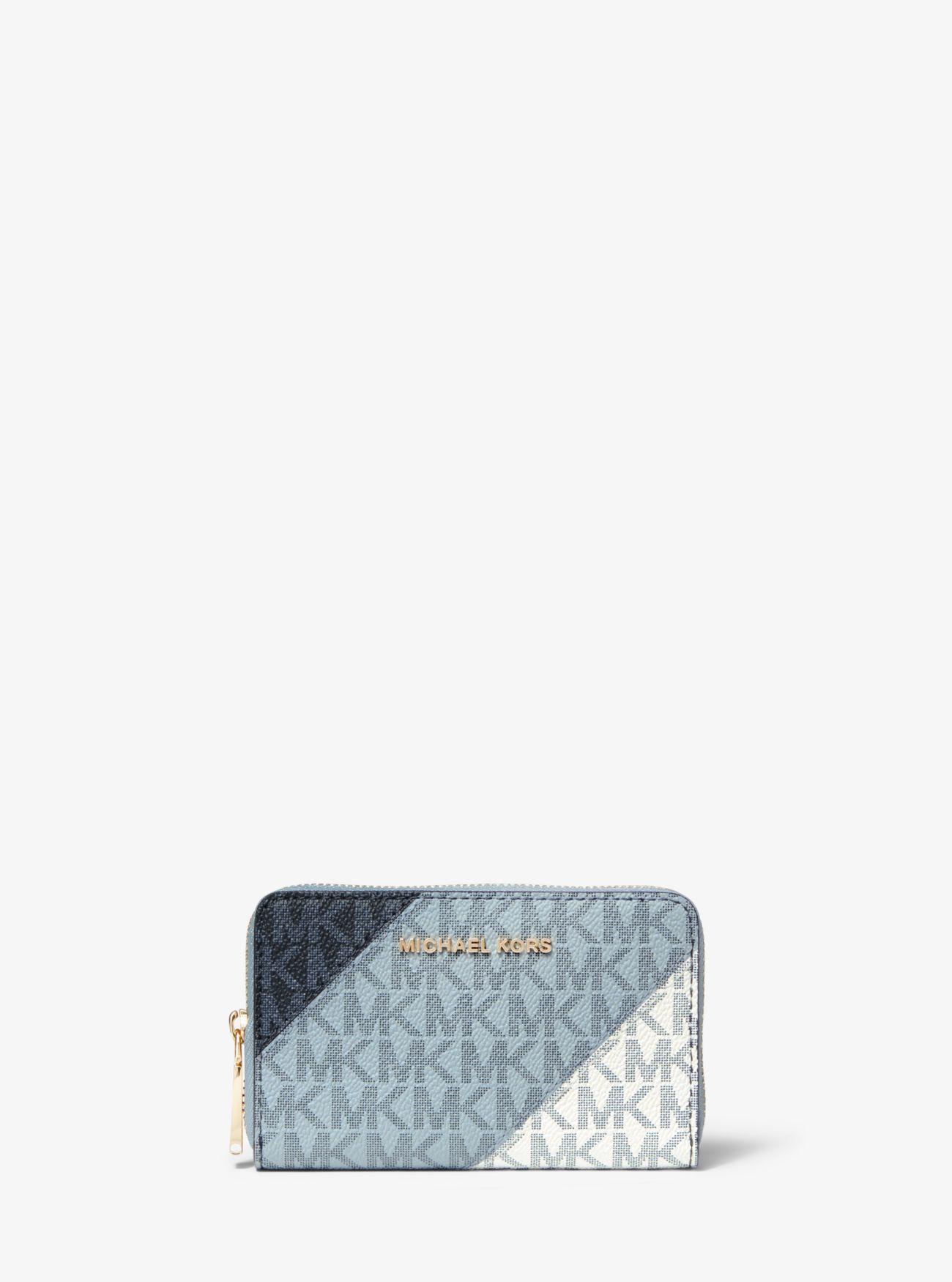 Michael Kors Small Color-block Logo Wallet in Blue | Lyst