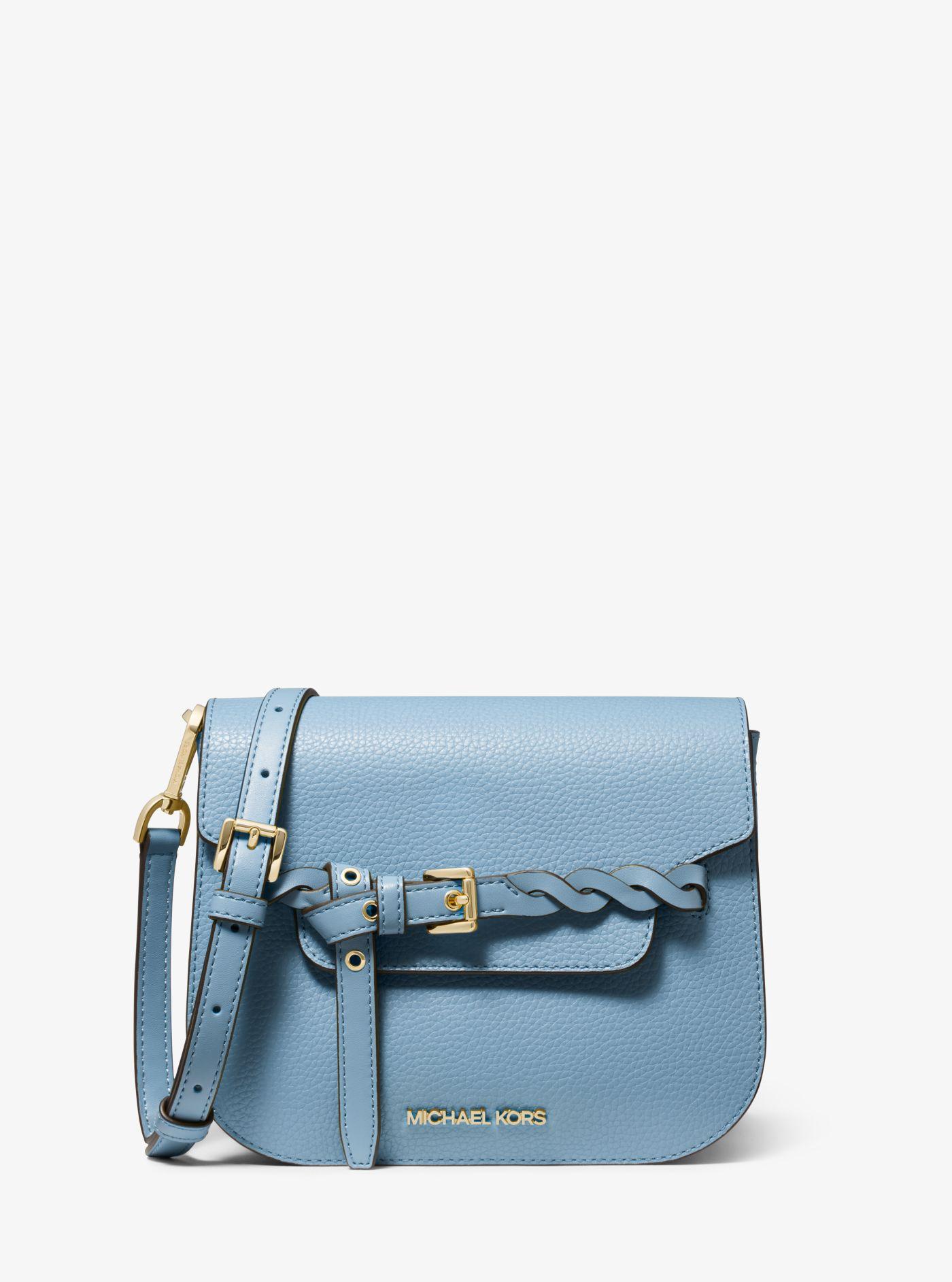 Michael Kors Emilia Small Pebbled Leather Crossbody Bag in Blue | Lyst