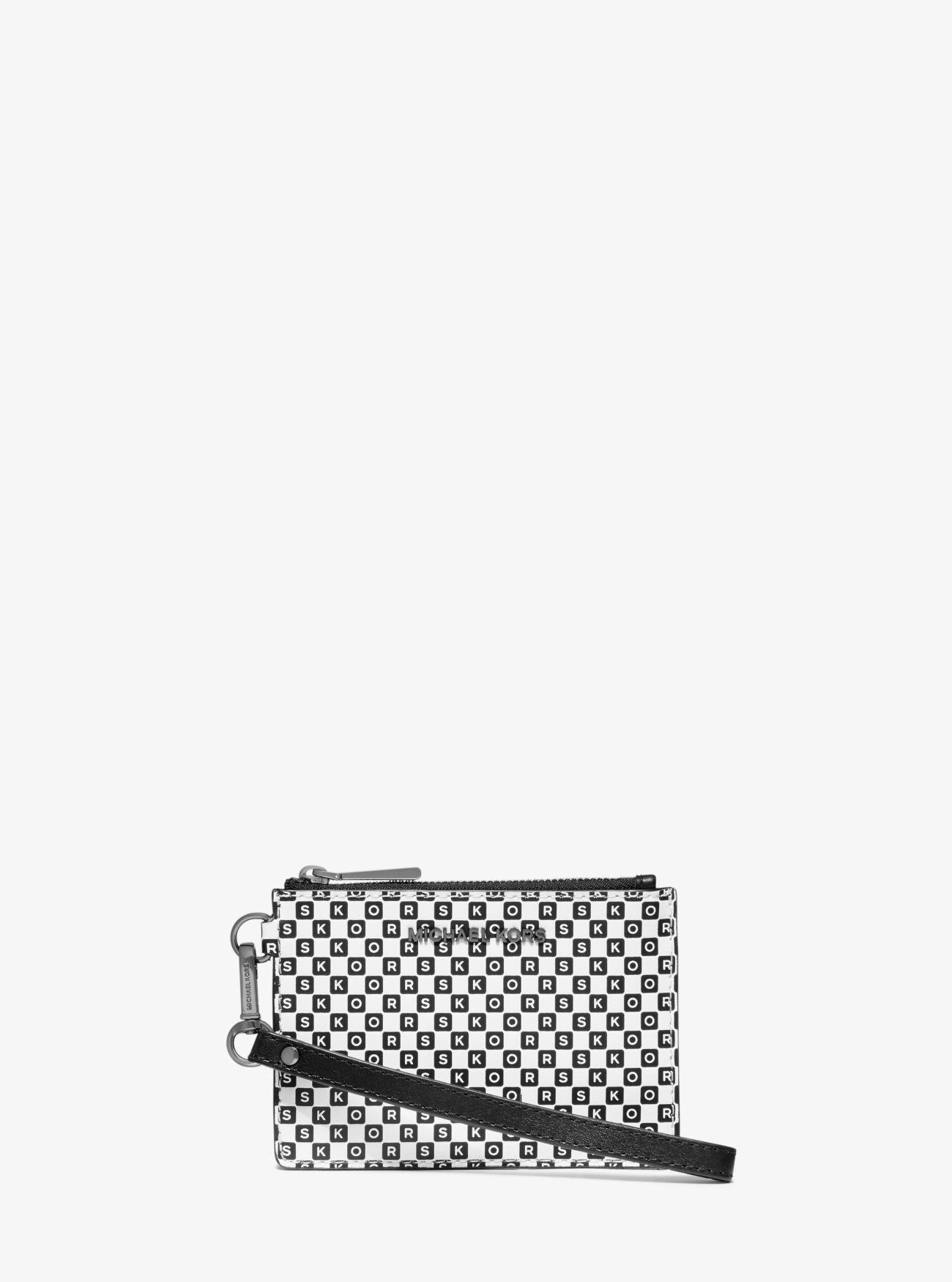 MICHAEL Michael Kors Checkerboard Logo Leather Coin Purse in Black - Lyst