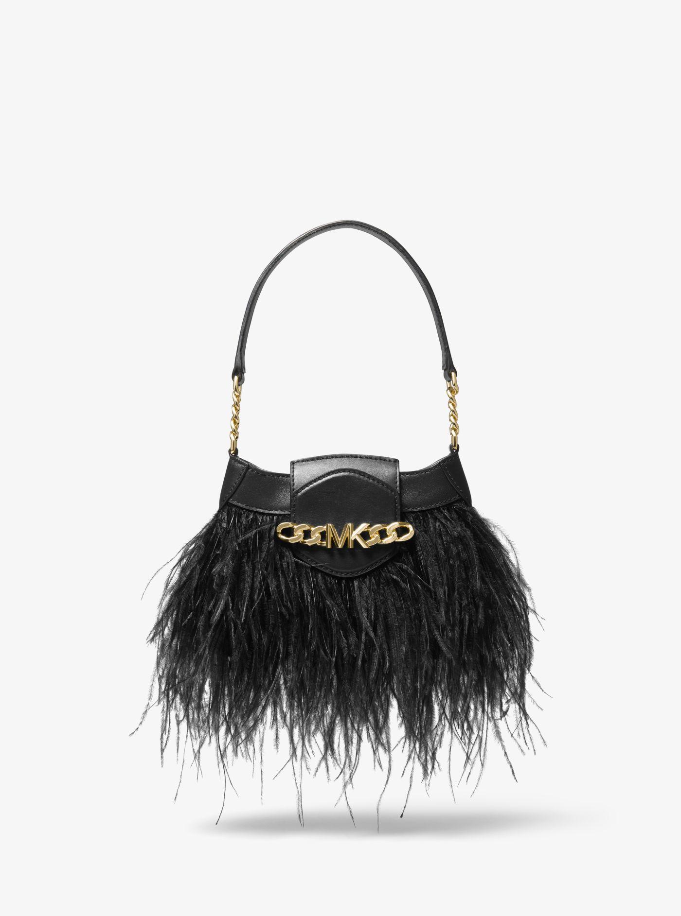 Michael Kors Hally Extra-small Feather Embellished Leather Shoulder Bag in  Black | Lyst