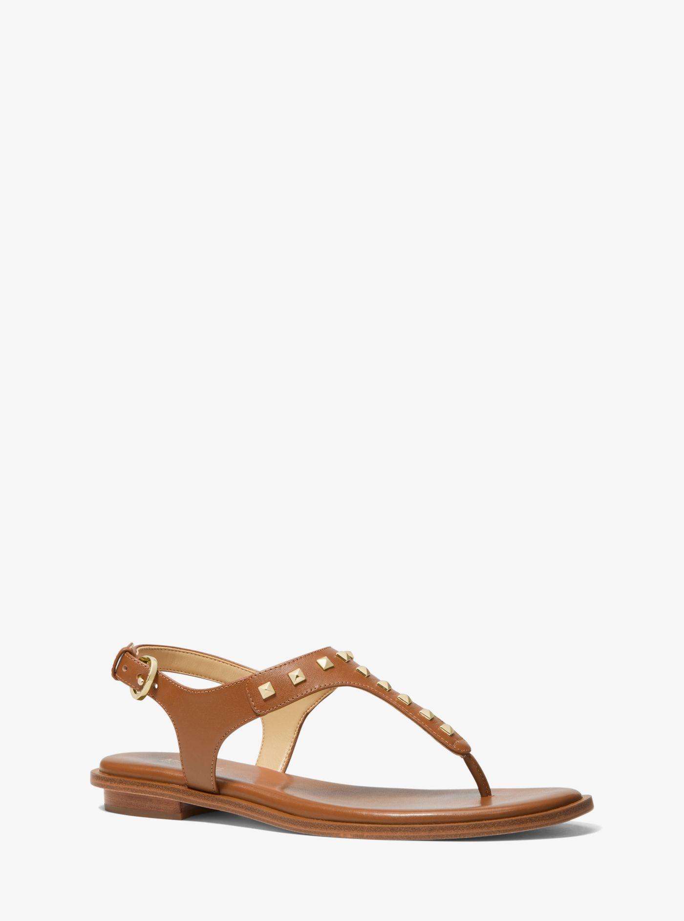 Michael Kors Niko Studded Leather Sandal in Brown - Lyst