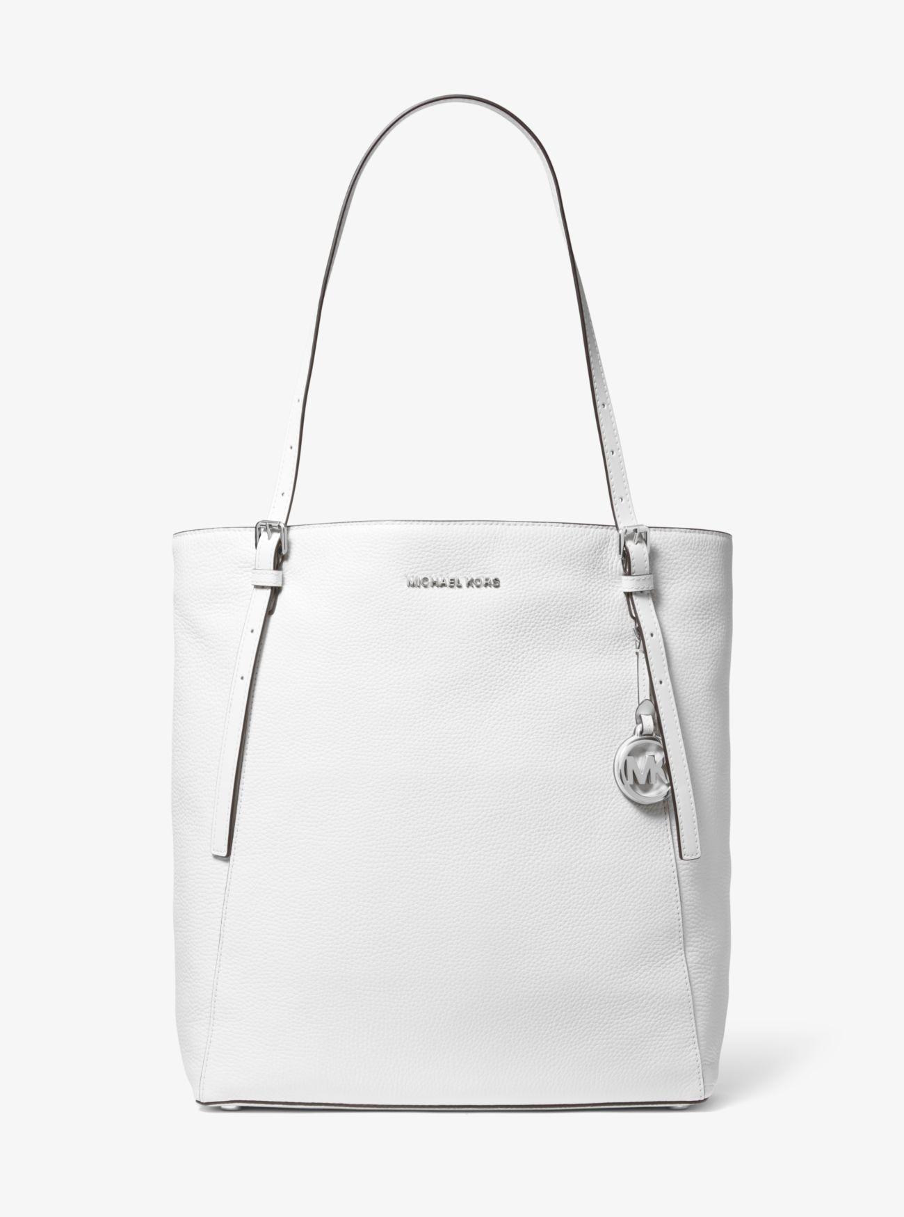 MICHAEL Michael Kors Megan Large Pebbled Leather Tote Bag in White | Lyst