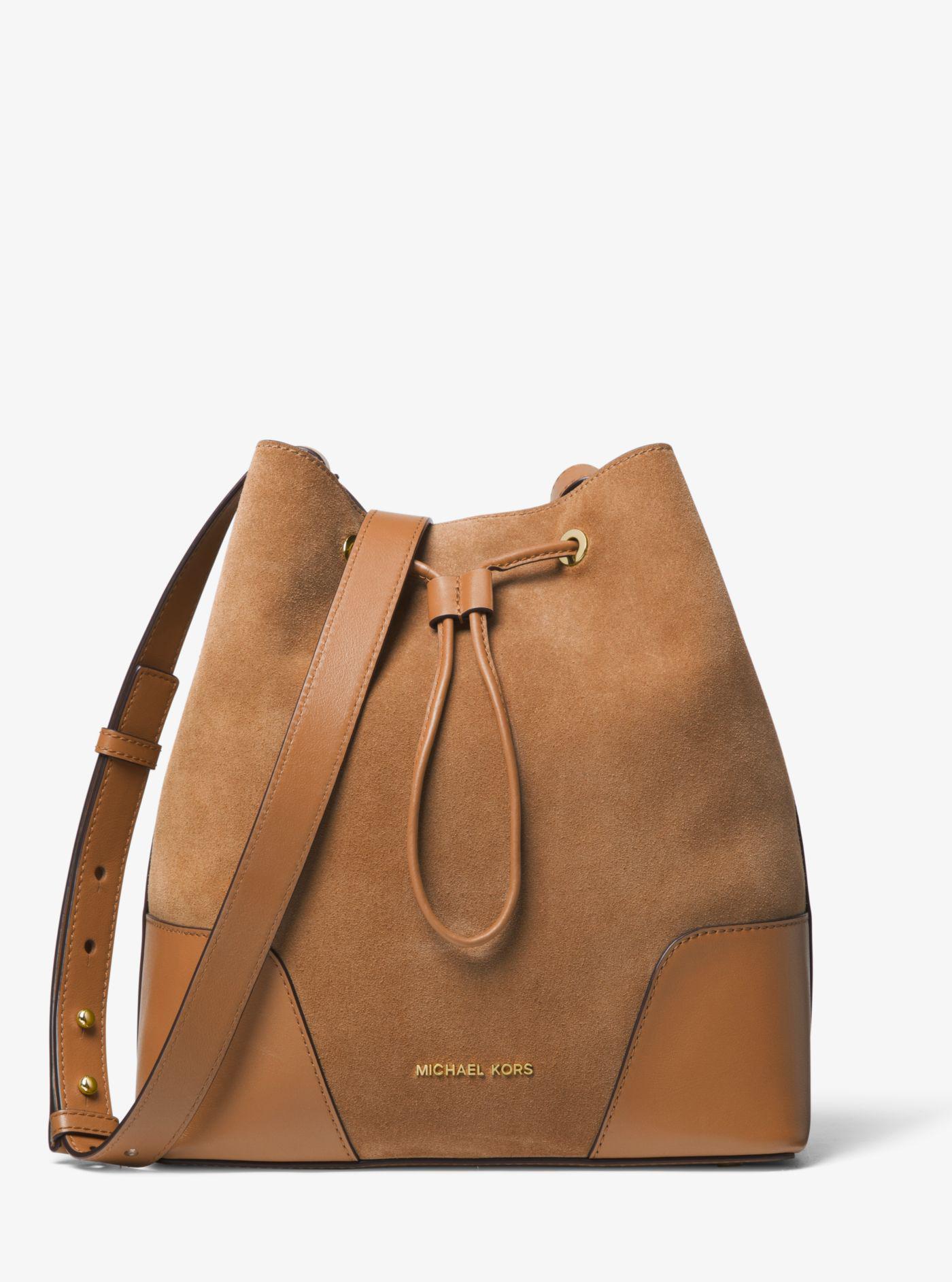 Michael kors cary suede bucket bag sale