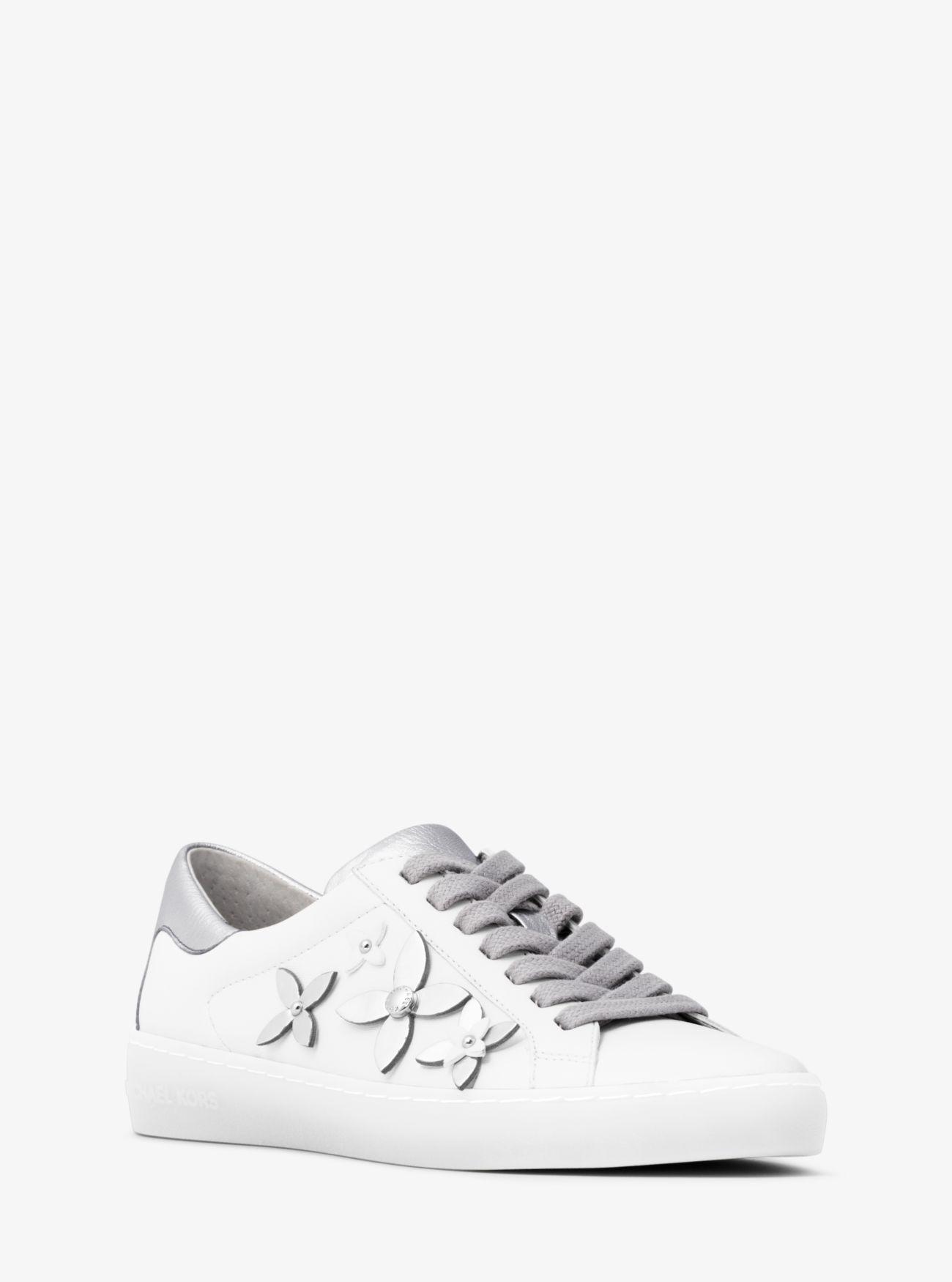 michael kors allie floral appliqué leather sneaker